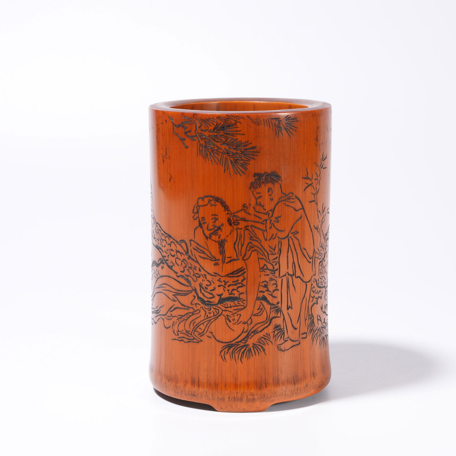 A BAMBOO CARVING FIGURE STORY-PATTERN BRUSH HOLDER (1 of 9)