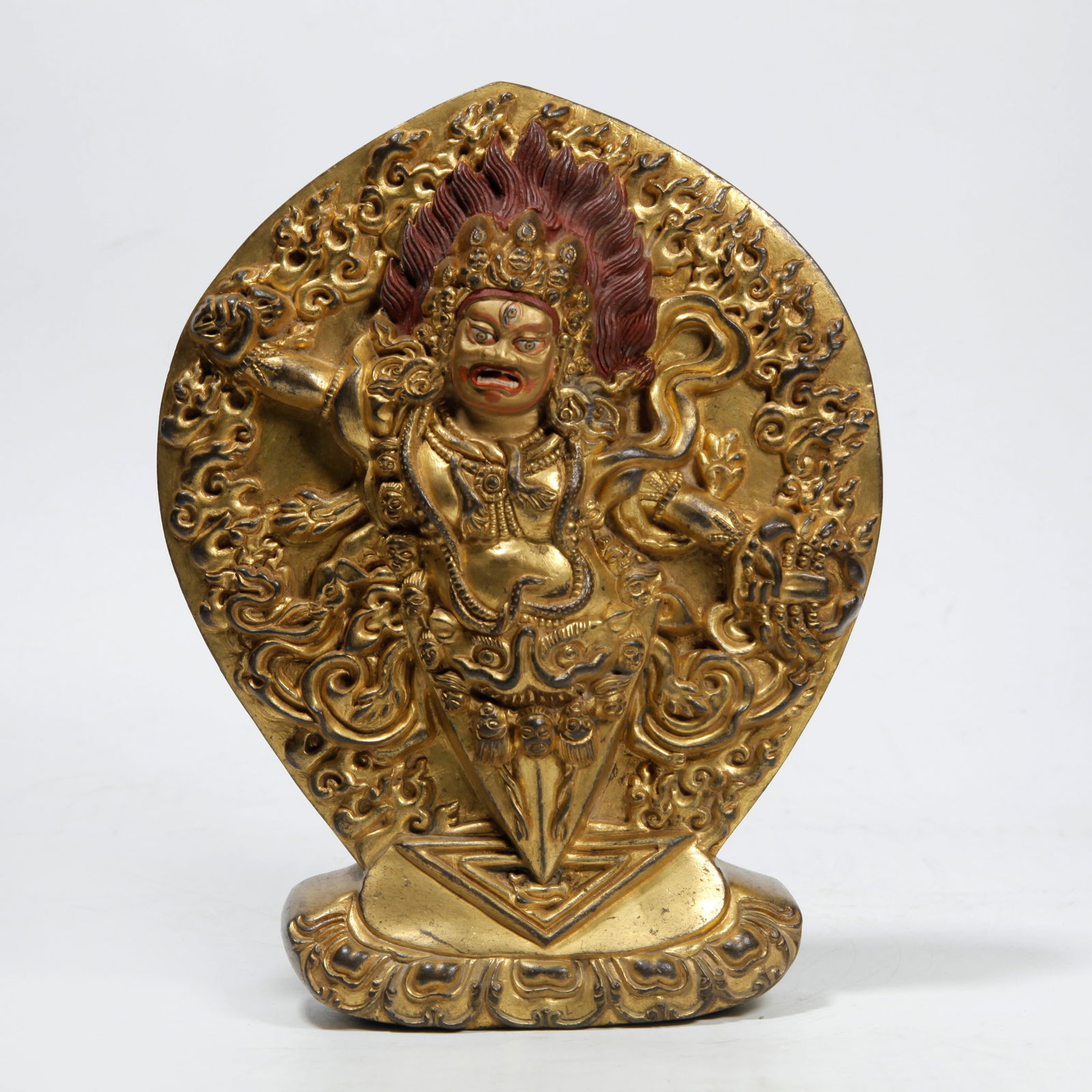 A GILT BRONZE VAJRA-HAND BODHISATTVA STATUE: Gilt Bronze Vajra-Hand Bodhisattva Statue