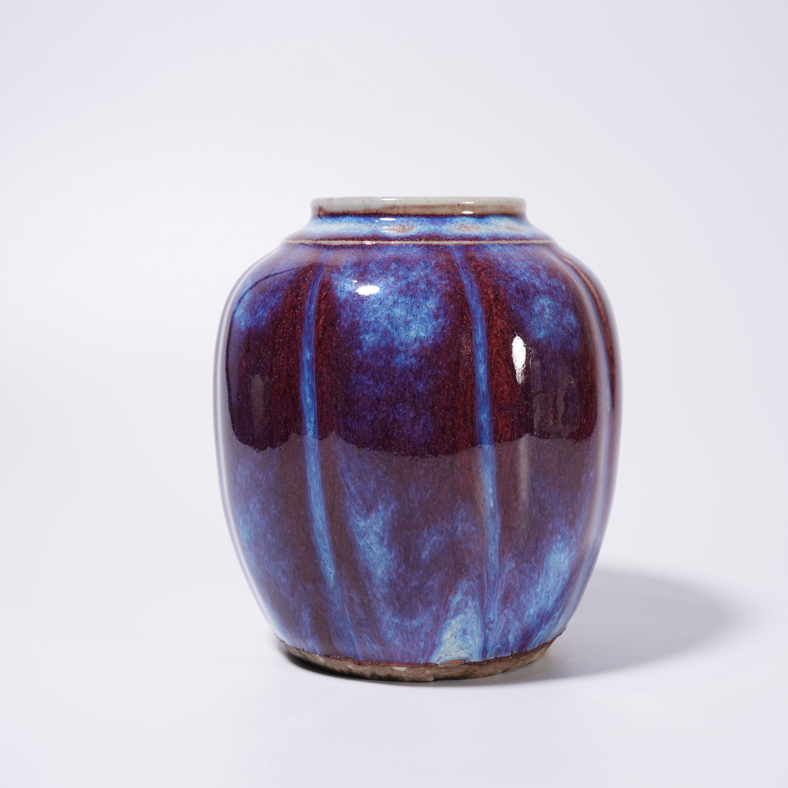 A JUN WARE MELON-RIBBED JAR - 3