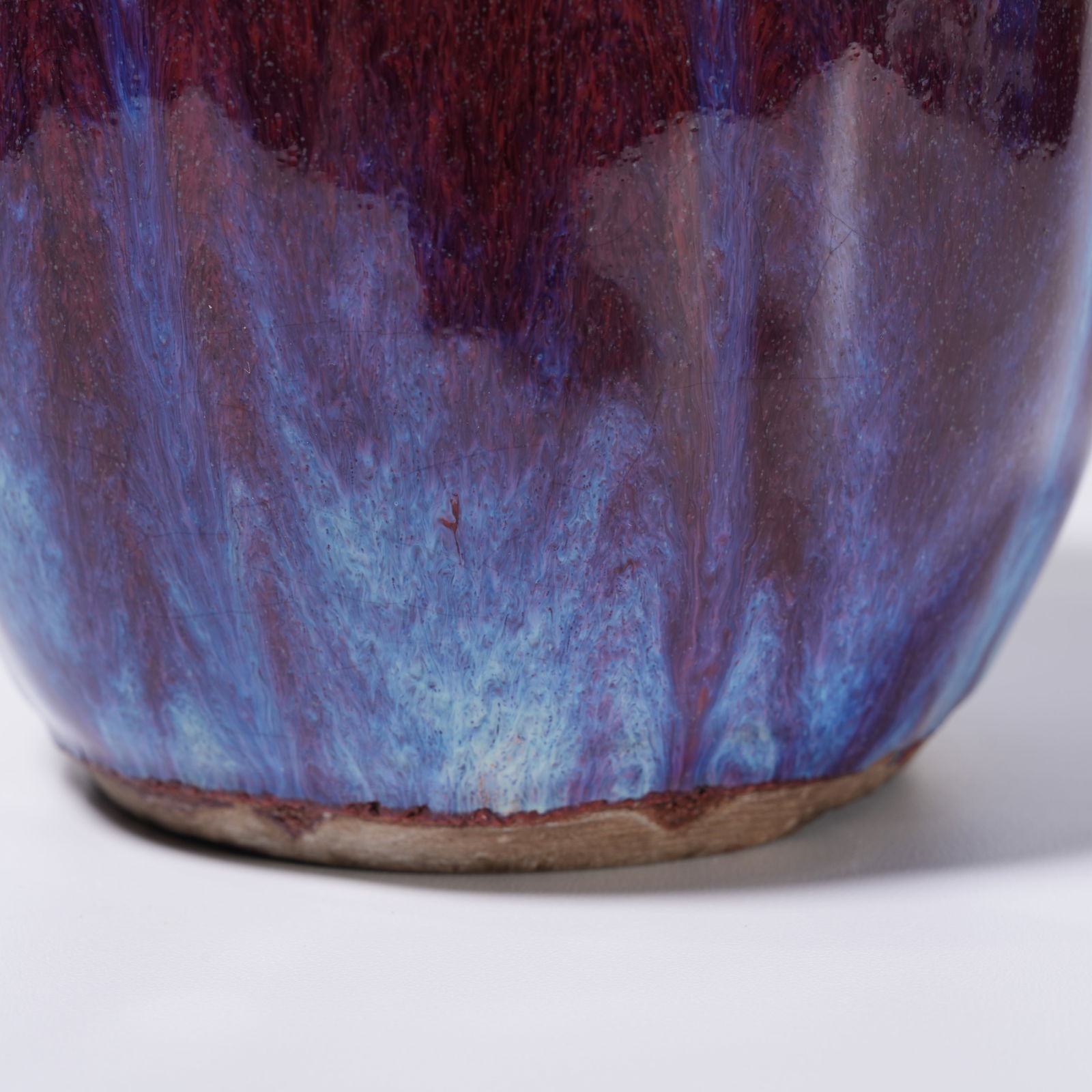 A JUN WARE MELON-RIBBED JAR - 6