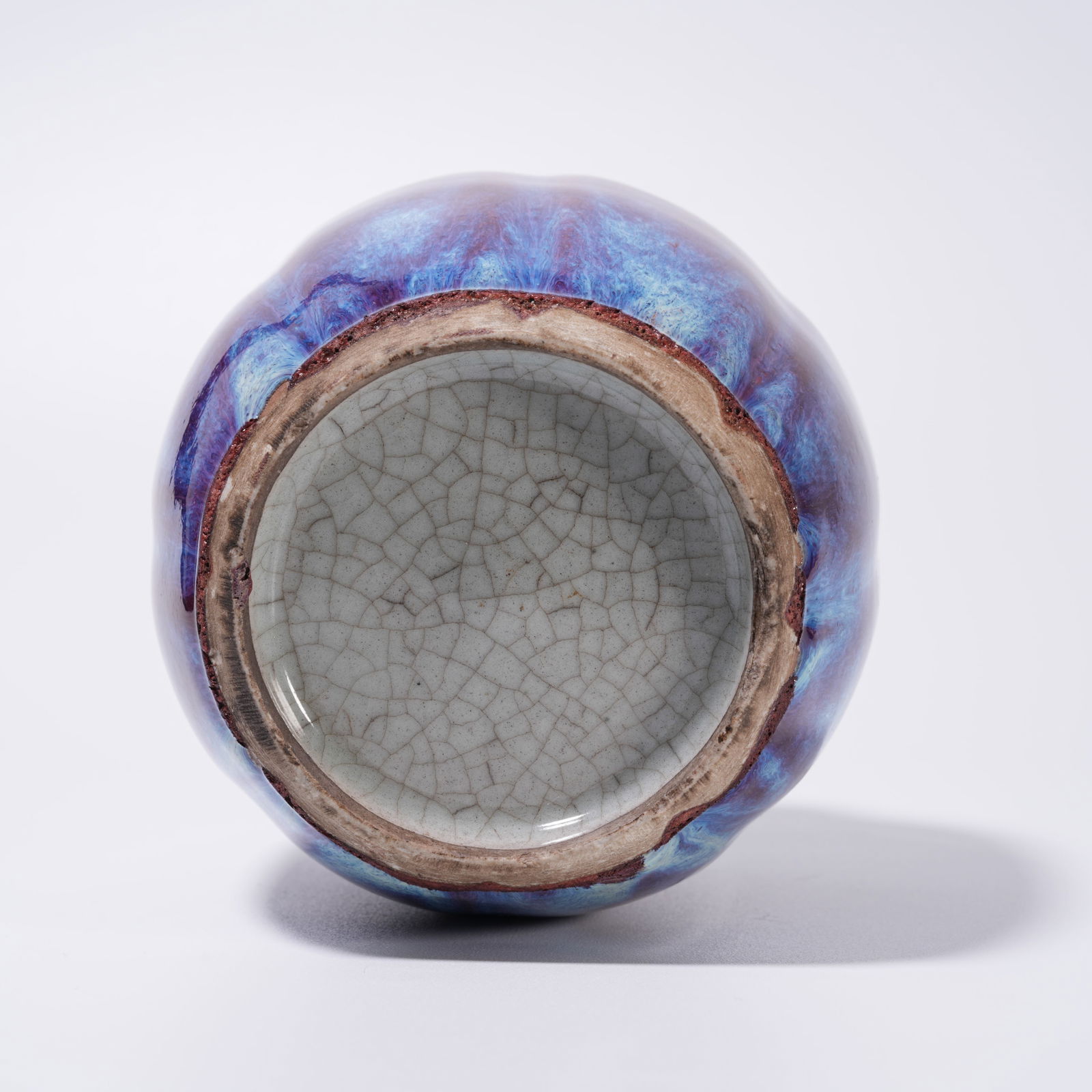 A JUN WARE MELON-RIBBED JAR - 9