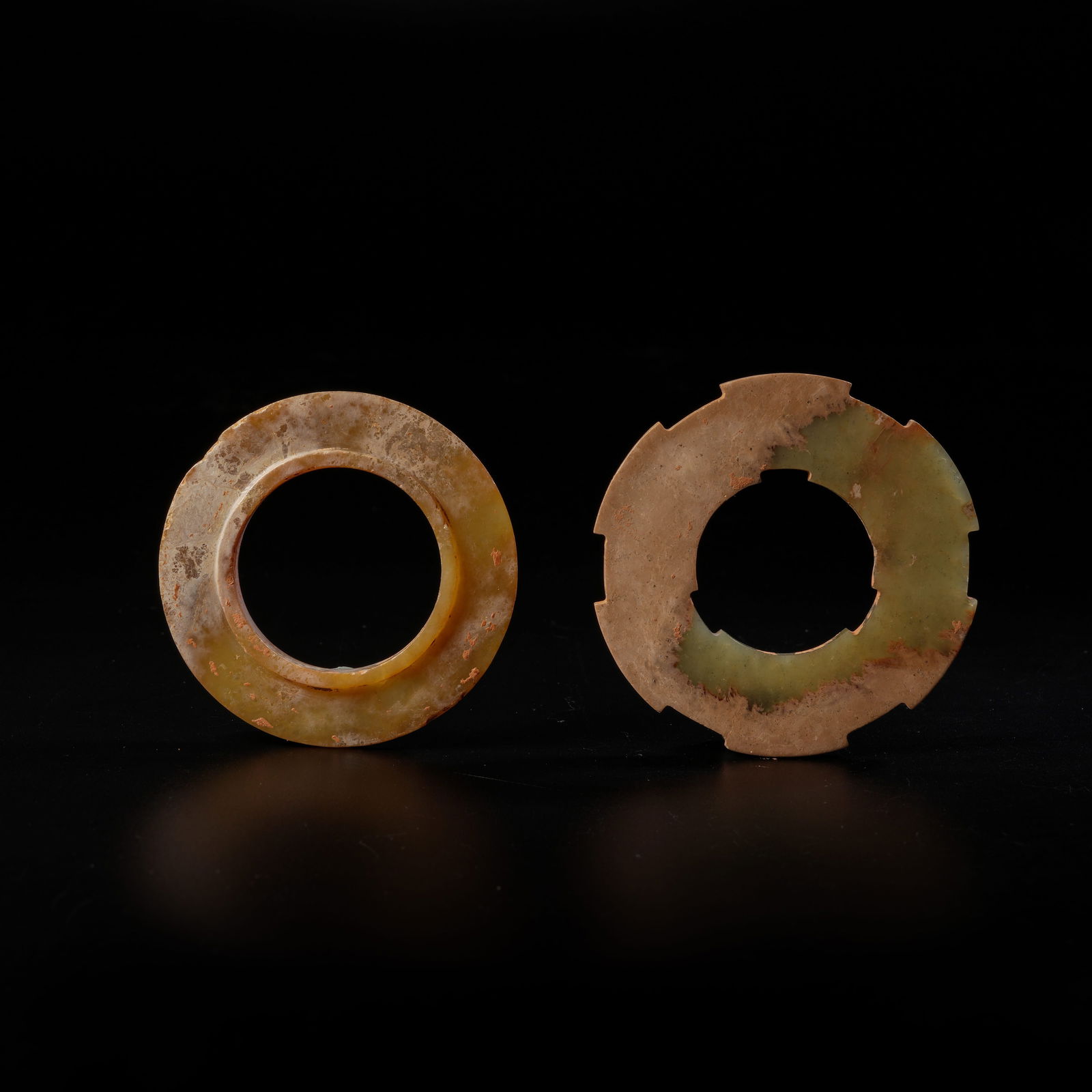 A SET OF ANCIENT JADE BI DISCS: Set of Ancient Jade Bi Discs
