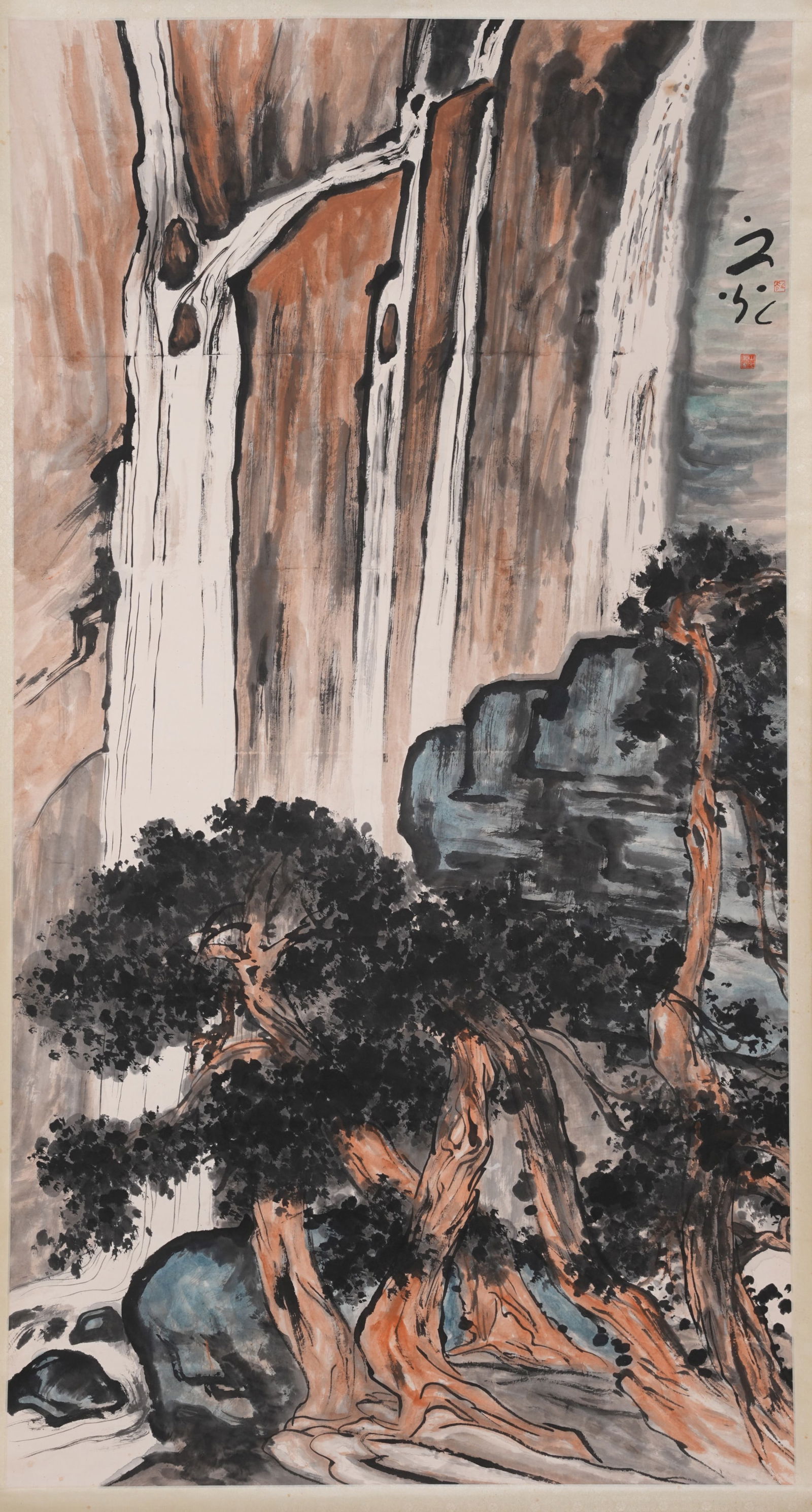 A FLOWER-AND-PLANT PAINTING ON PAPER BY XIE ZHIGUANG.謝之光: Flower-and-Plant Painting on Paper by Xie Zhiguang.謝之光