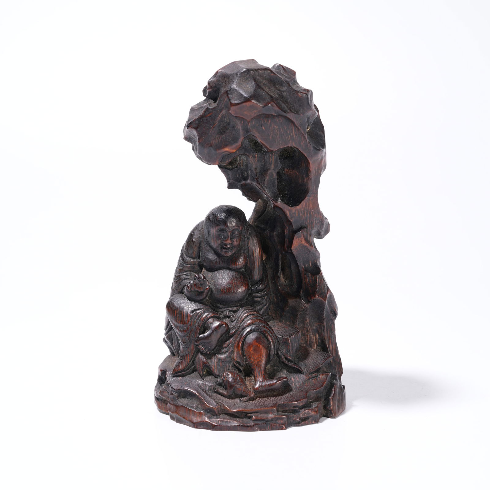 A BAMBOO ROOT CARVING "LIU HAI PLAYING WITH GOLDEN TOAD" MOUNTAIN ORNAMENT (1 of 9)