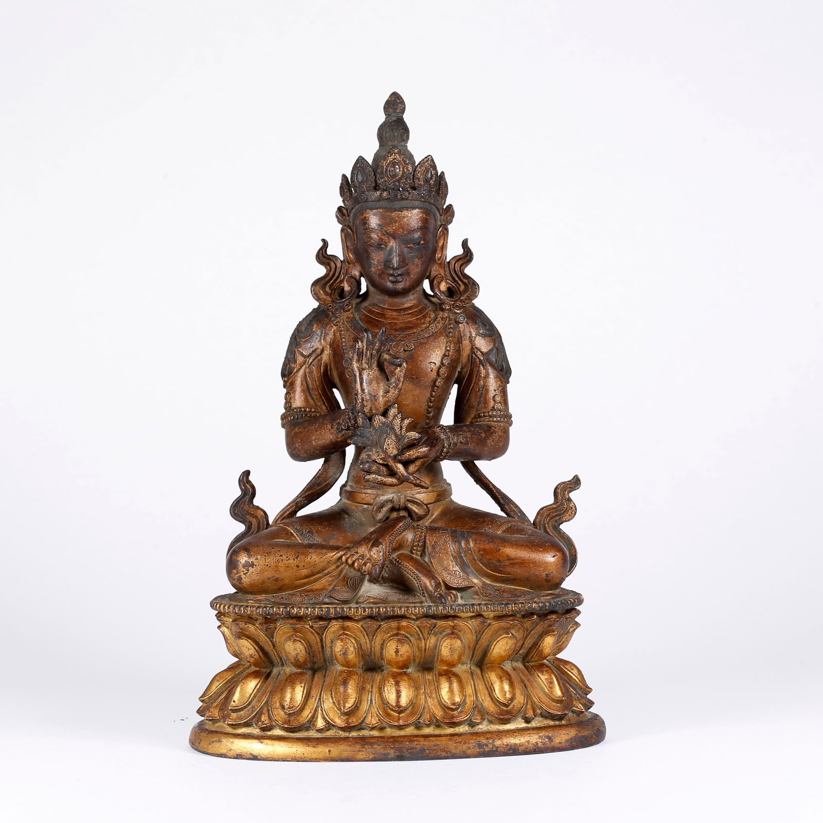 A GILT BRONZE LOTUS BODHISATTVA STATUE (1 of 9)