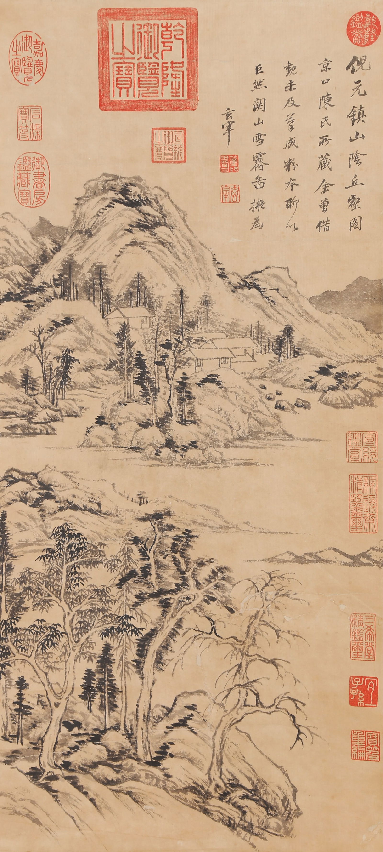 A LANDSCAPE PAINTING ON PAPER BY DONG QICHANG.董其昌 (1 of 9)