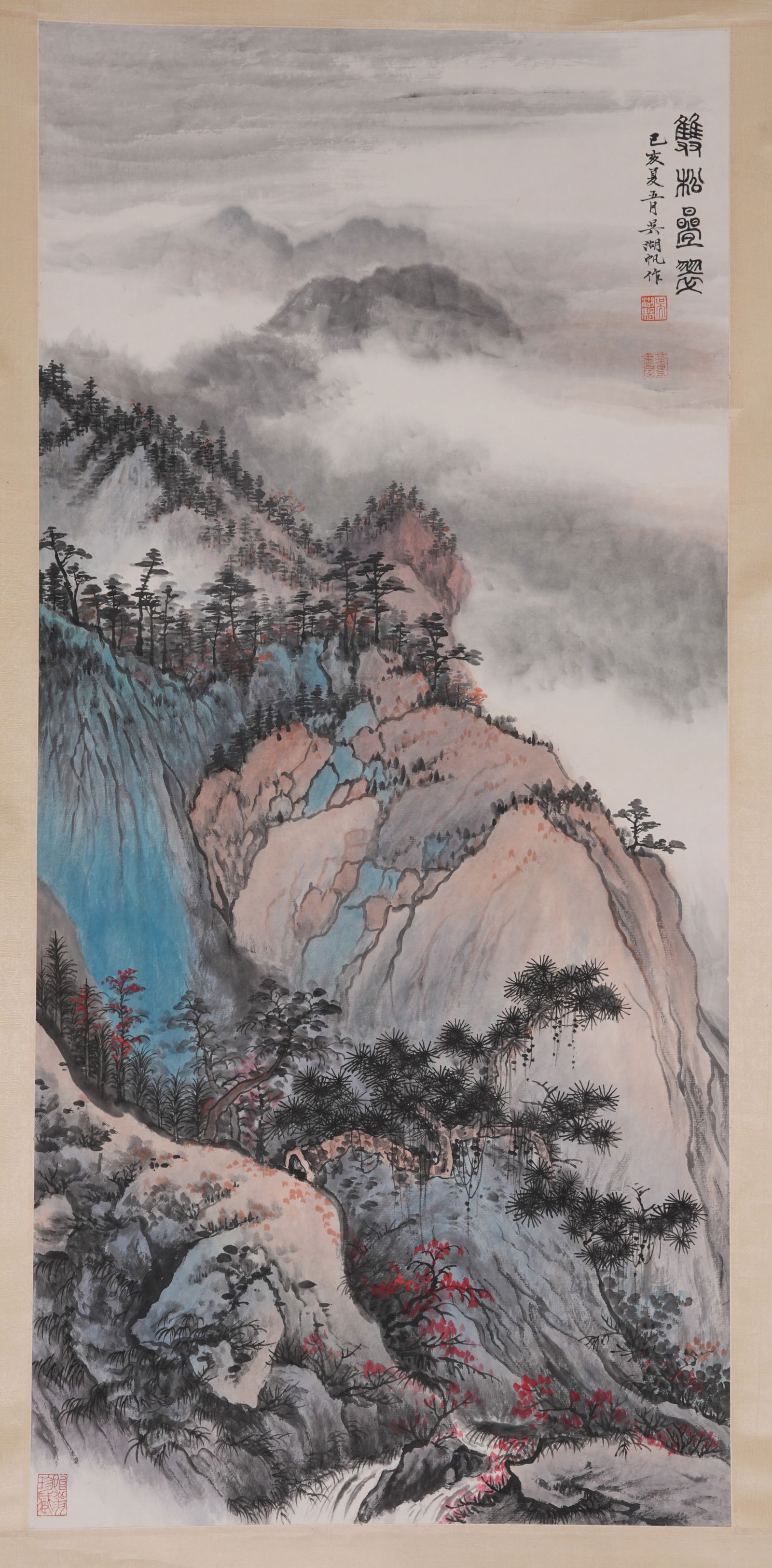 A LANDSCAPE PAINTING ON PAPER BY WU HUFAN.吳湖帆: Landscape Painting on Paper by Wu Hufan.吳湖帆