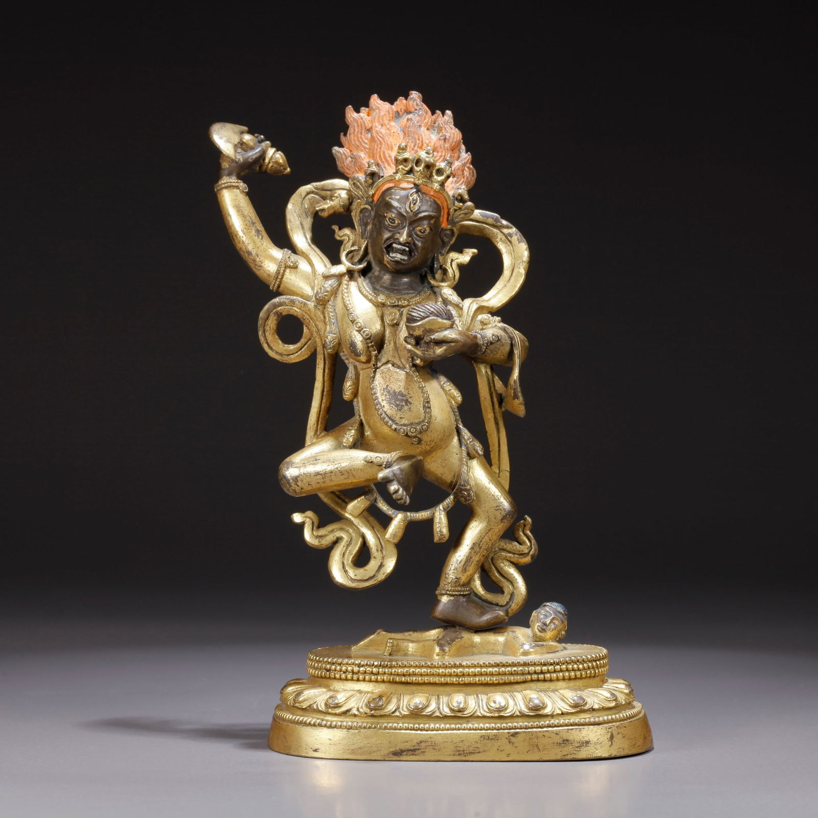 A GILDED BRONZE VAJRA STATUE: Gilded Bronze Vajra Statue