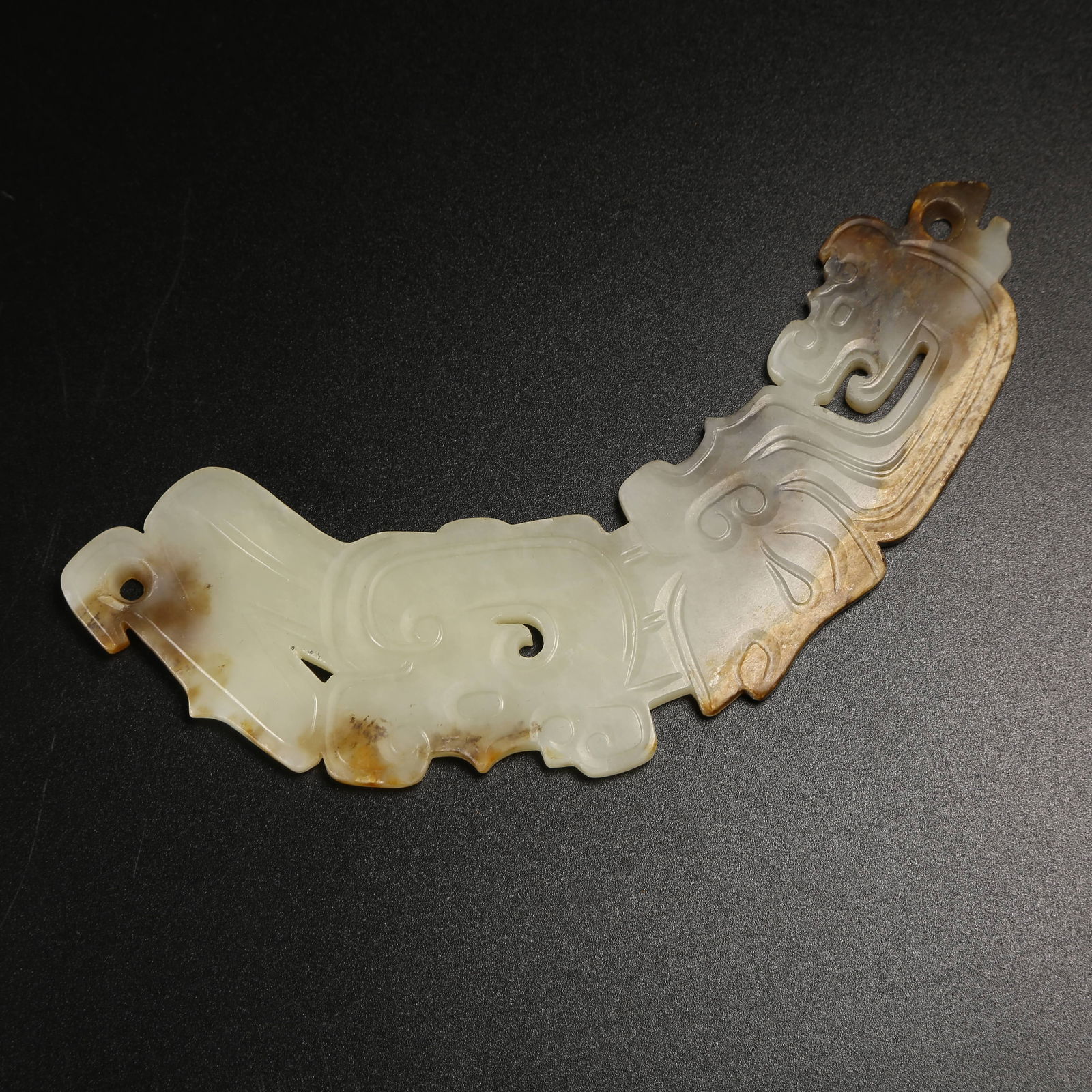 A ANCIENT JADE AUSPICIOUS BEAST HUANG PENDANT: Ancient Jade Auspicious Beast Huang Pendant