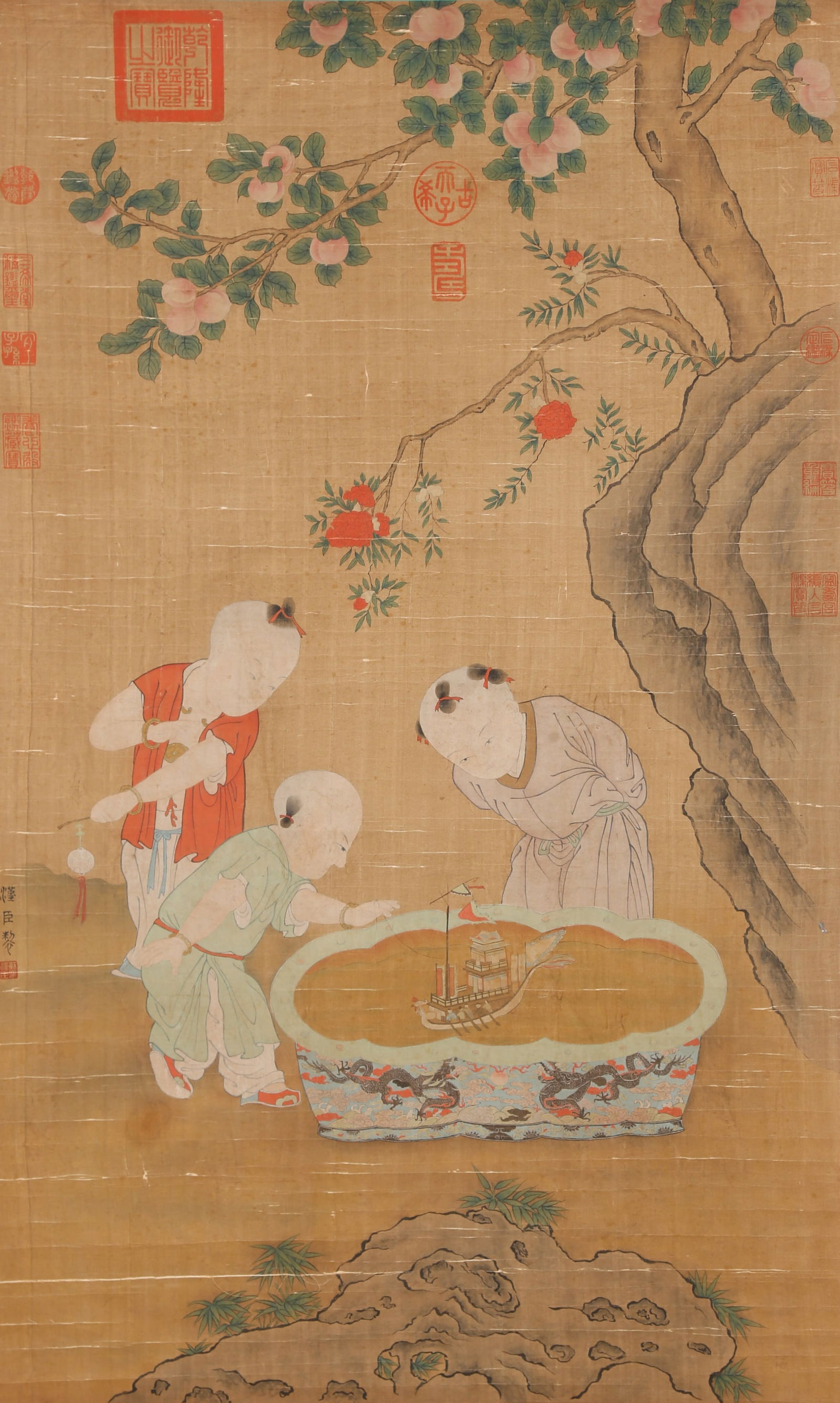 A FIGURE STORY PAINTING ON SILK BY SU HANCHEN.蘇漢臣 (1 of 10)