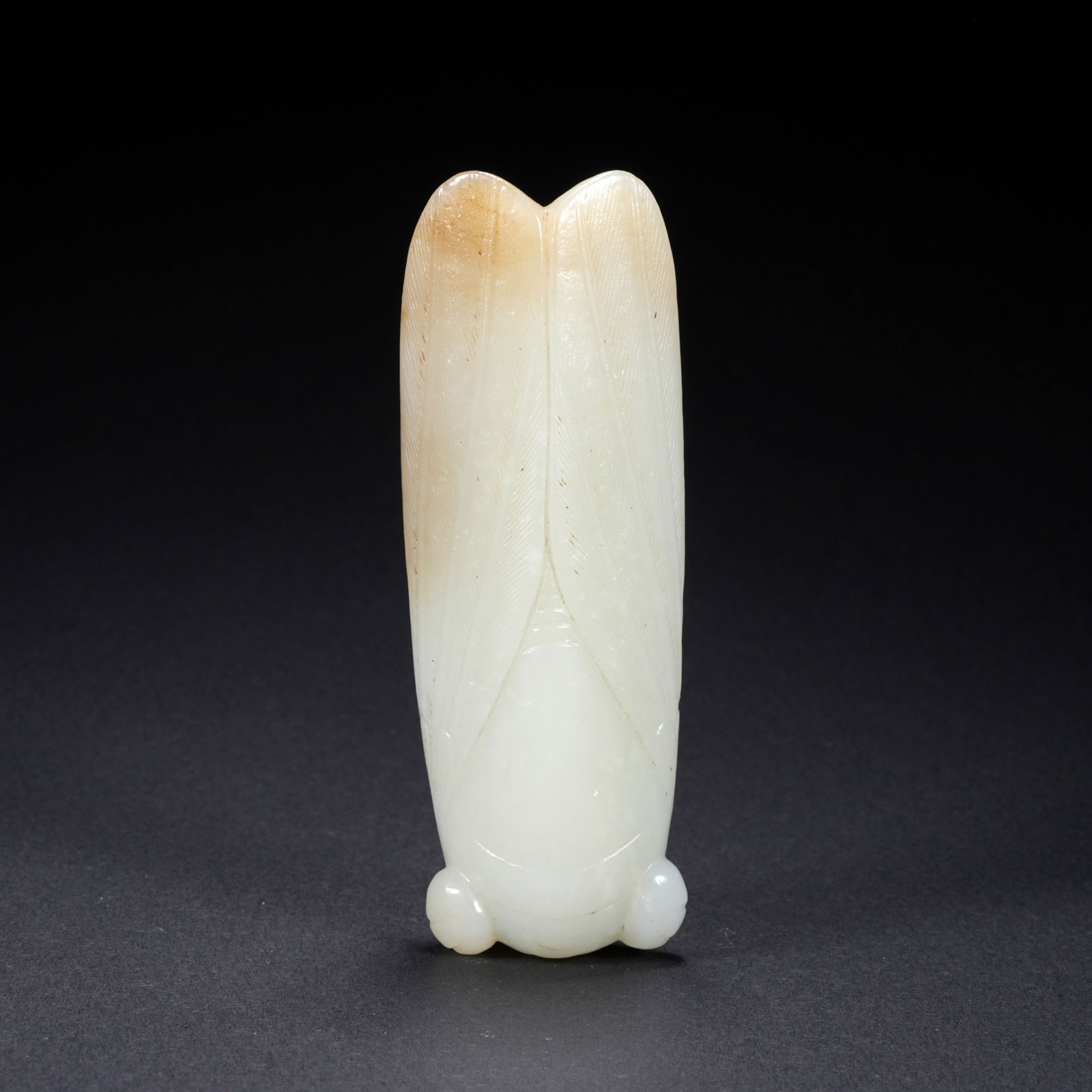 A HETIAN JADE CARVED CICADA: Hetian Jade Carved Cicada