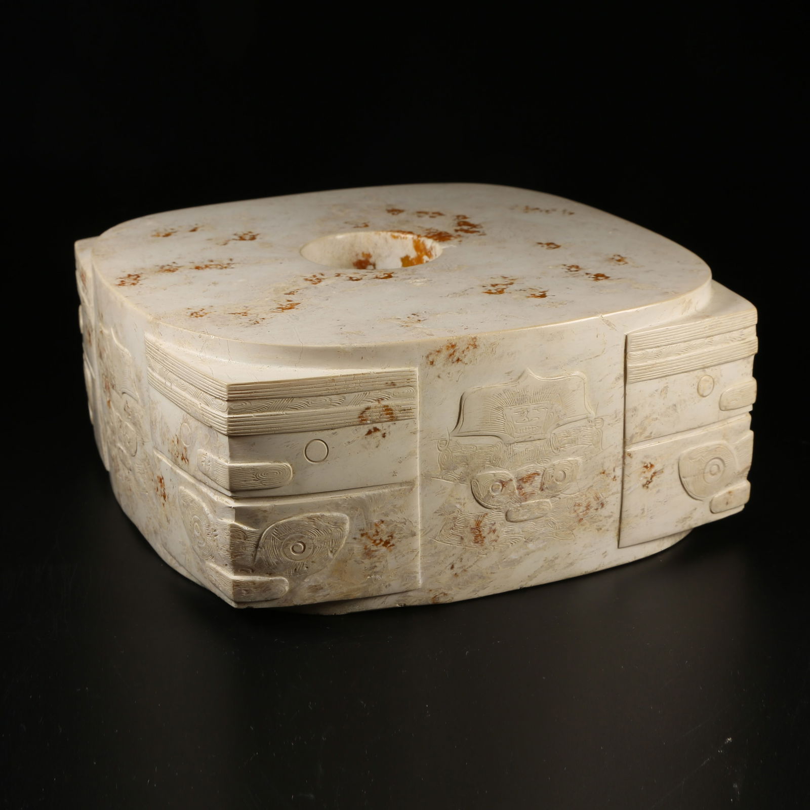 A ANCIENT JADE LIANGZHU CULTURE ANTHROPOMORPHIC FACE CONG (1 of 7)