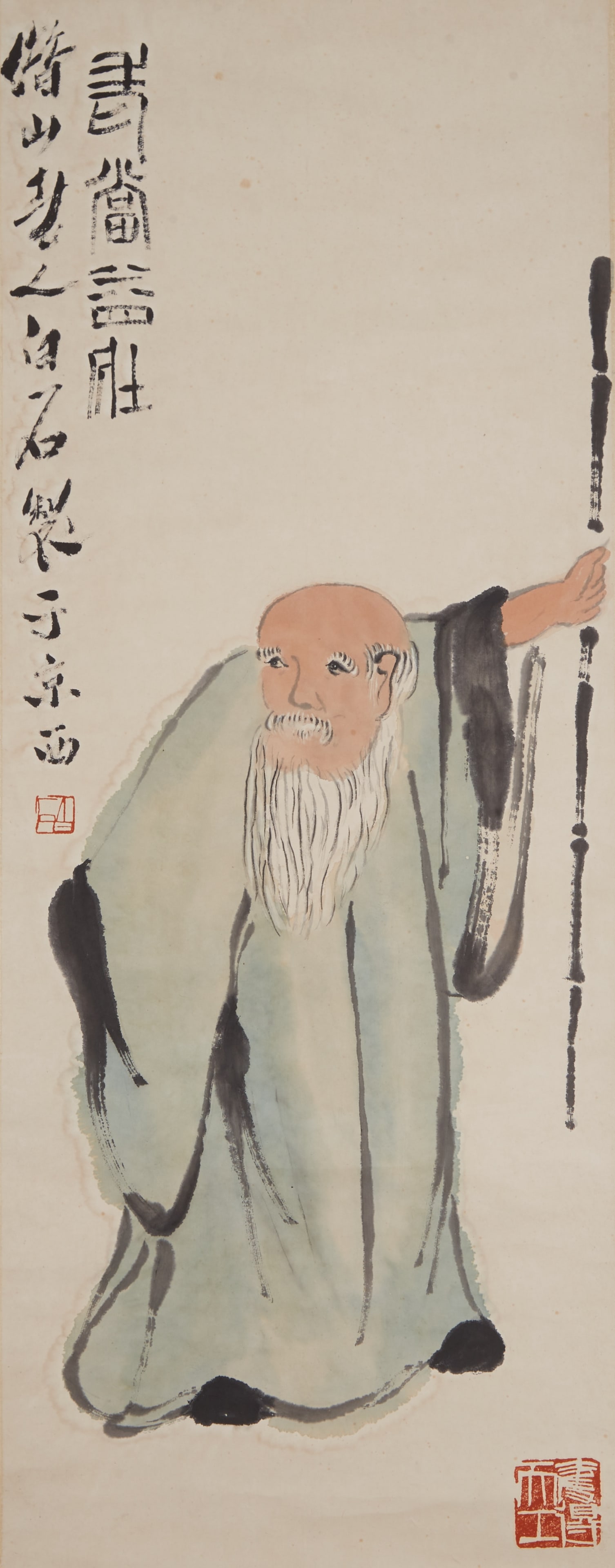 A EVER-VIGOROUS IN OLD AGE PAINTING ON PAPER BY QI BAISHI.齊白石: Ever-Vigorous in Old Age Painting on Paper by Qi Baishi.齊白石