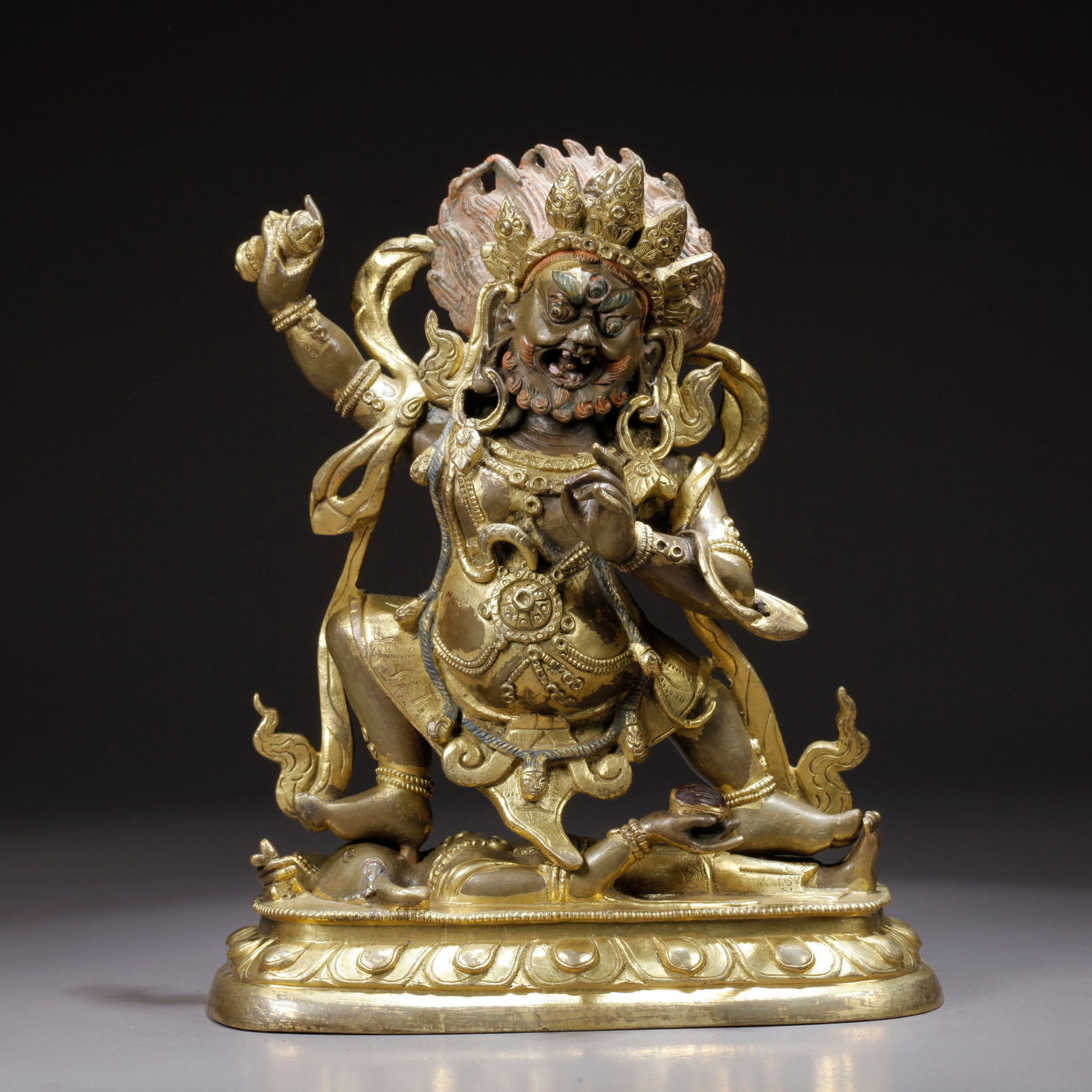 A GILDED BRONZE VAJRA-HAND BODHISATTVA STATUE: Gilded Bronze Vajra-Hand Bodhisattva Statue