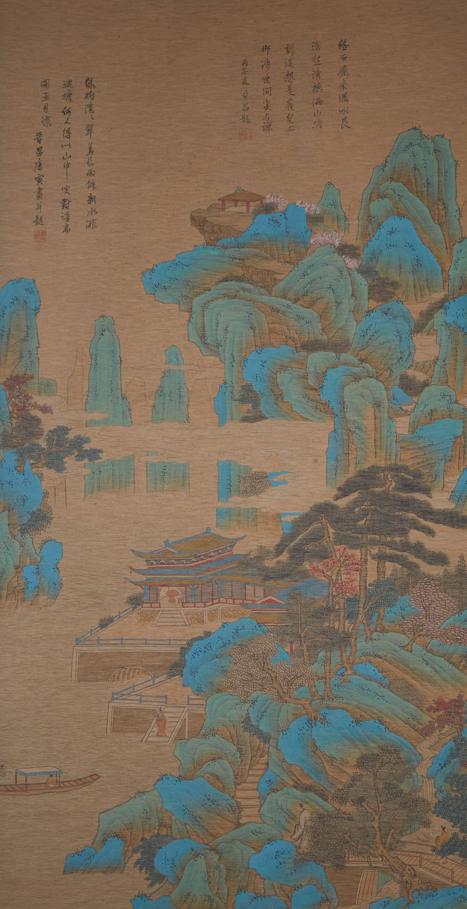 A IMMORTAL MOUNTAINS AND PAVILIONS ON SILK BY TANG BOHU.唐伯虎 (1 of 13)