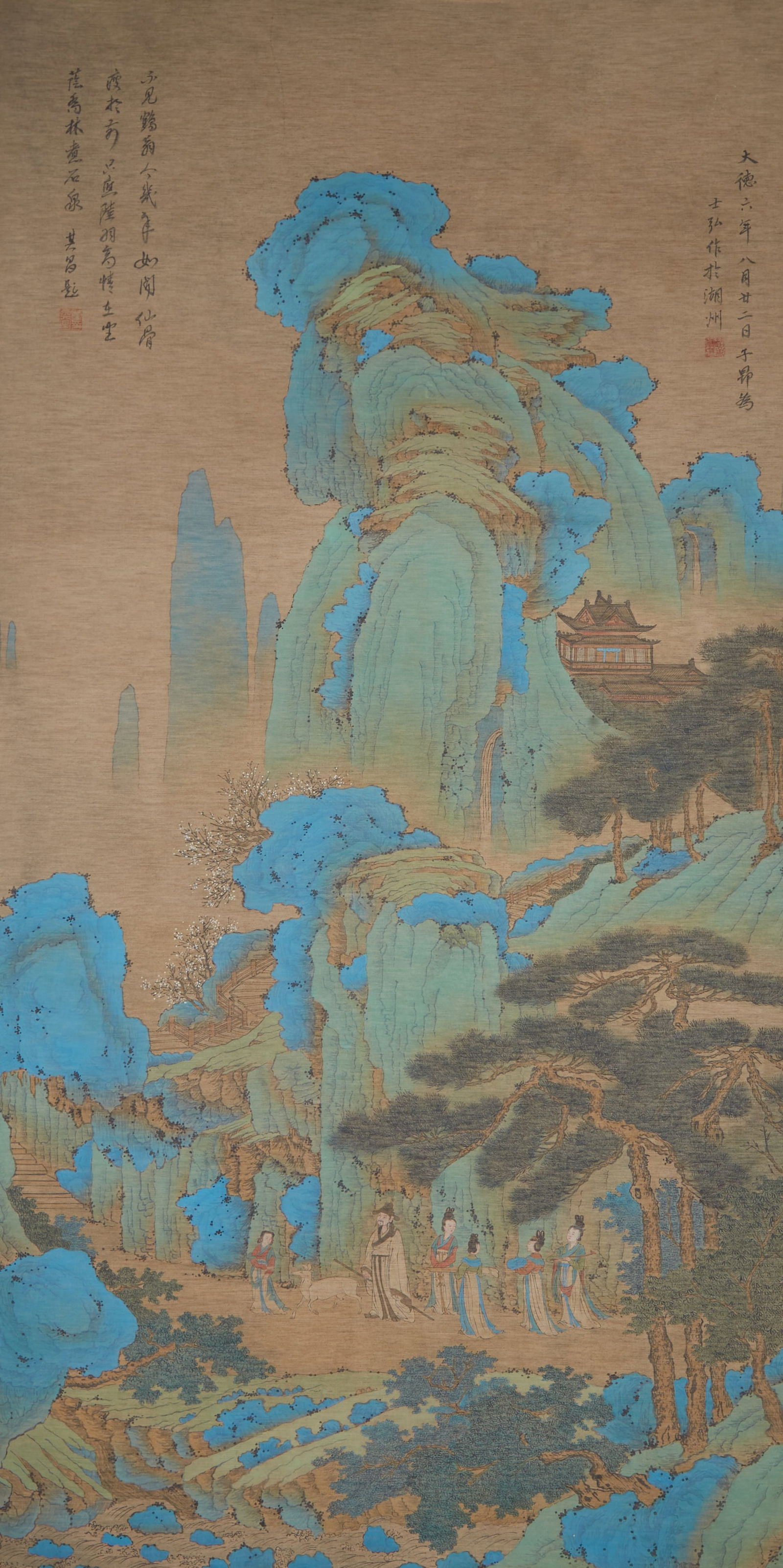 A LANDSCAPE AND FIGURES ON SILK BY ZHAO MENGFU.趙孟頫 (1 of 12)
