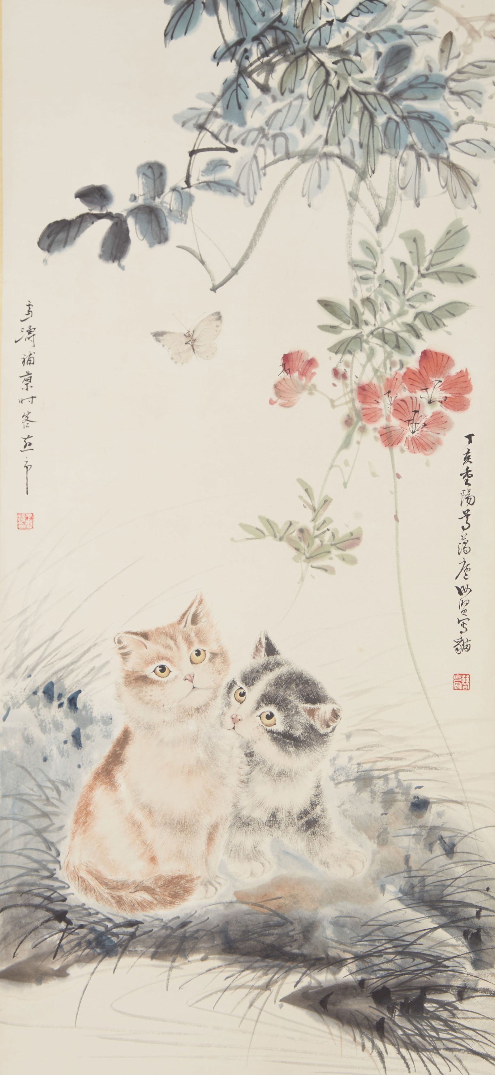 A CATS AT PLAY PAINTING ON PAPER BY WANG XUETAO.王雪濤 (1 of 11)