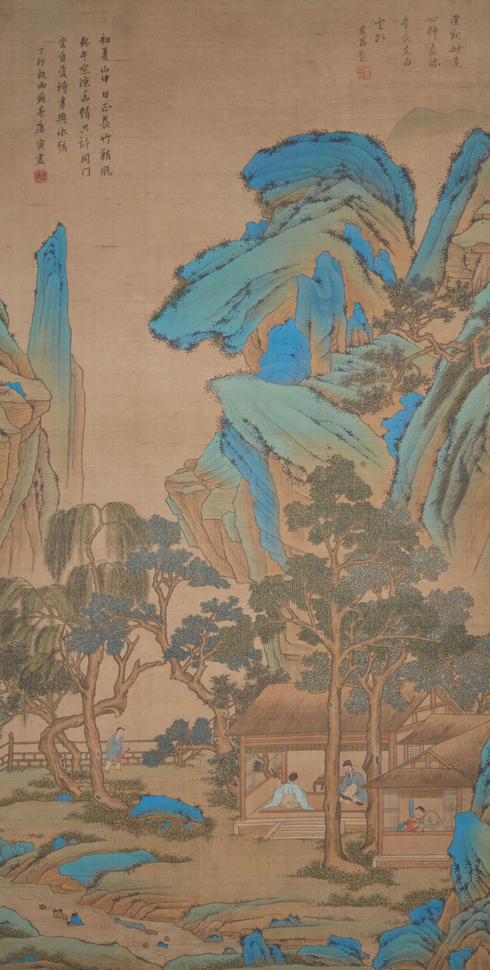 A LANDSCAPE AND FIGURES ON SILK BY TANG BOHU.唐伯虎 (1 of 12)