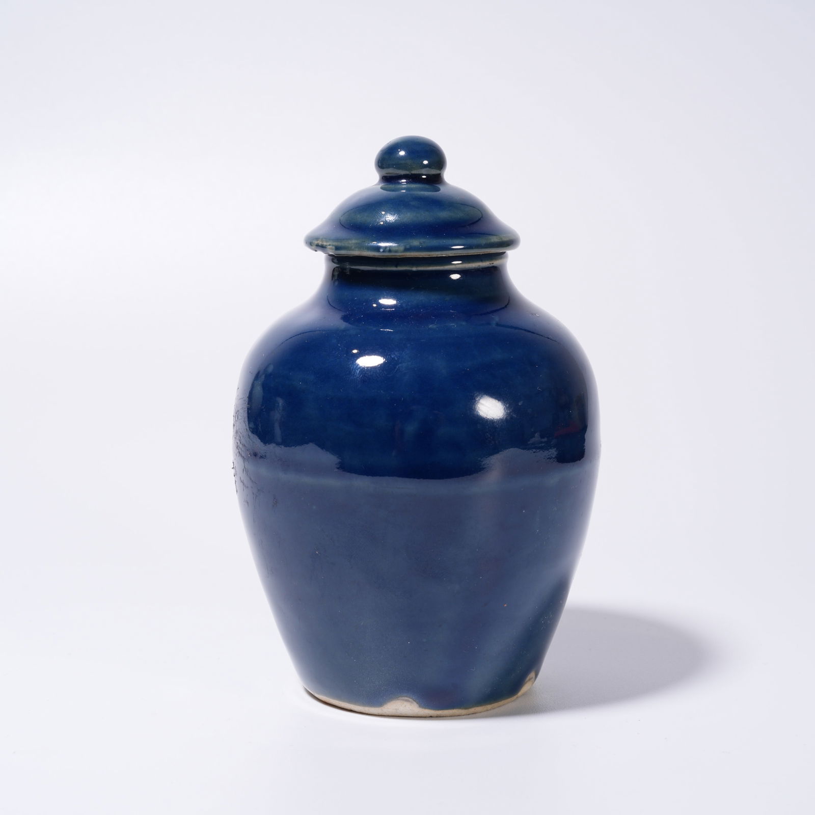A BLUE-GLAZED COVERED JAR - 2