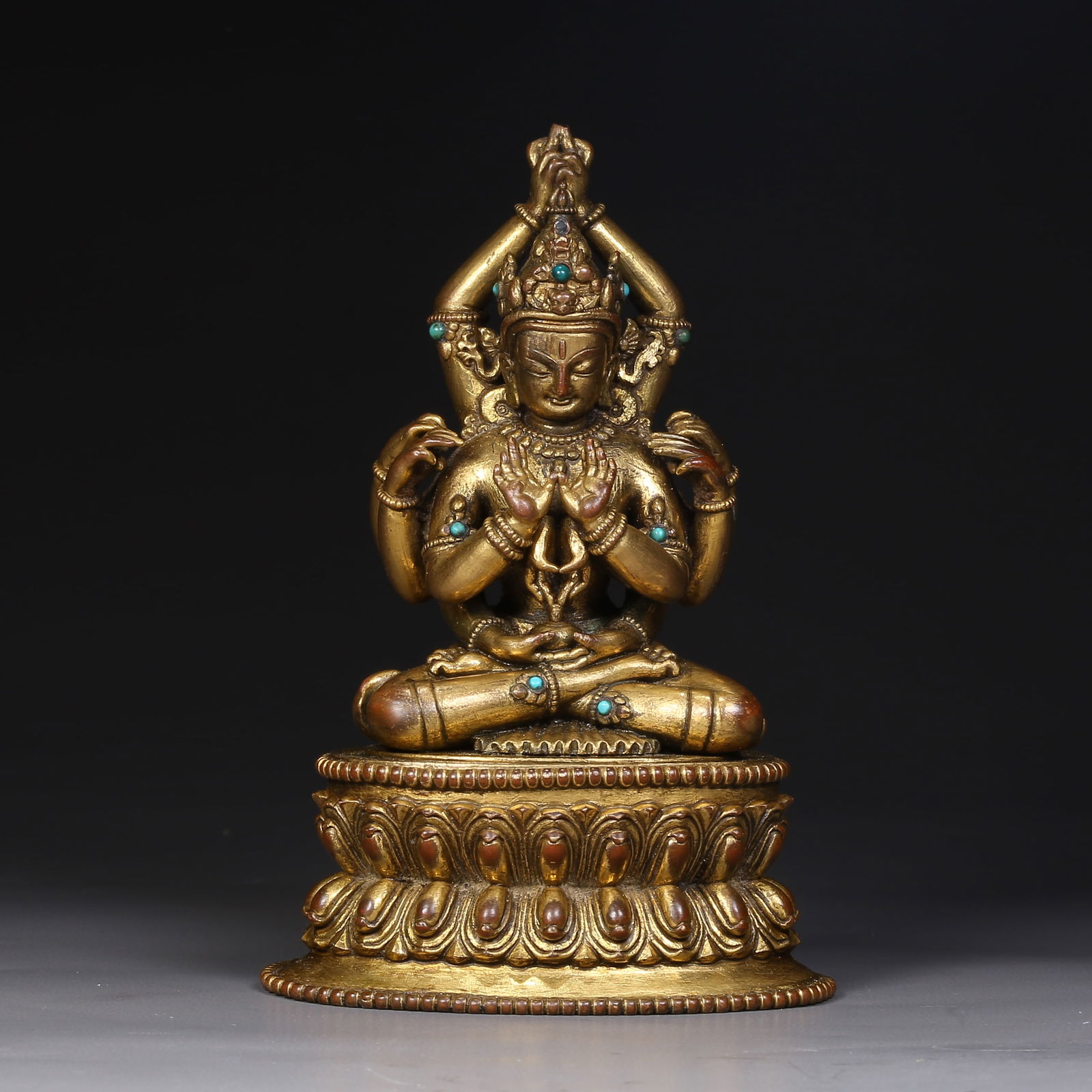A GILDED BRONZE CUNDI BODHISATTVA STATUE (1 of 8)