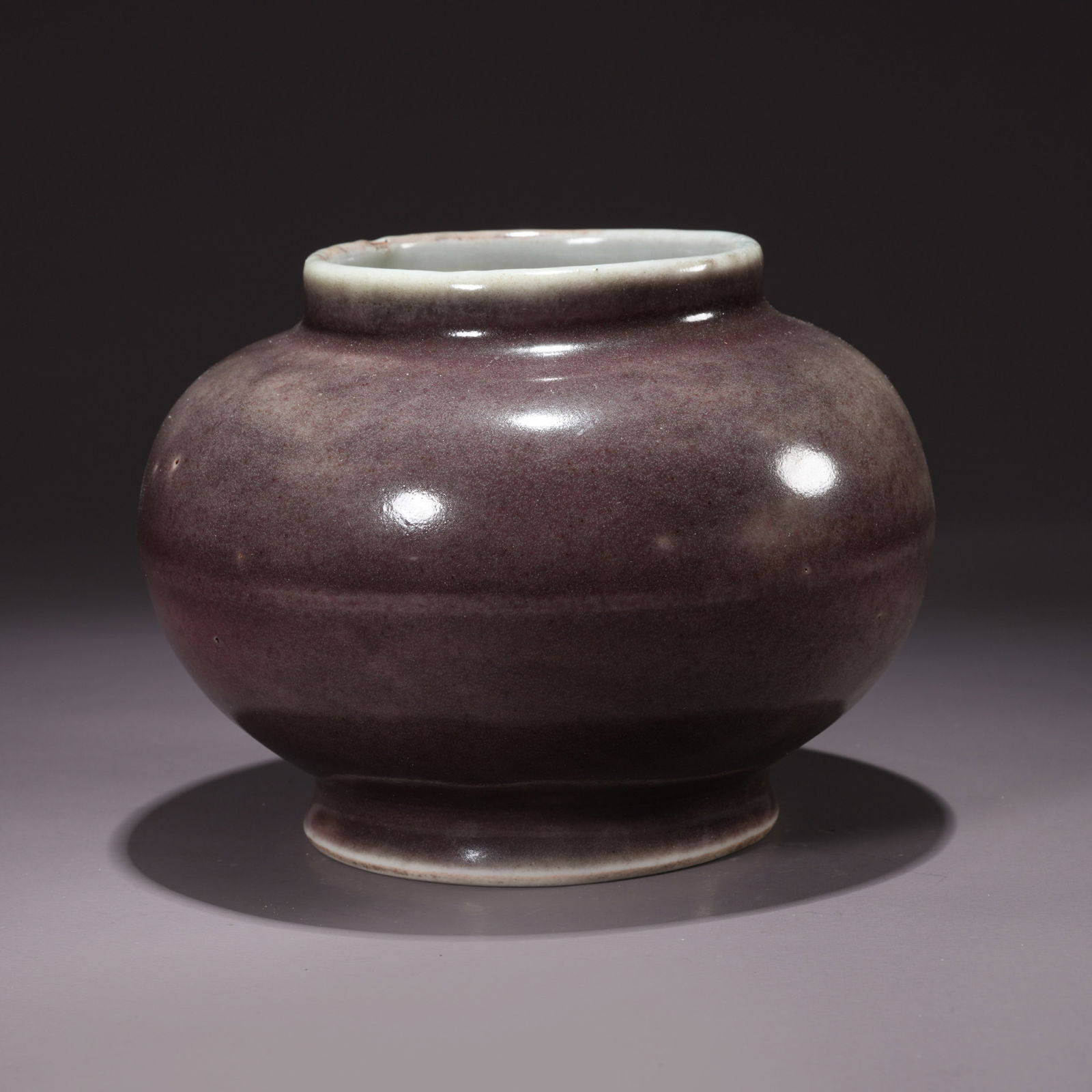 A BEAN-RED GLAZED JAR: Bean-Red Glazed Jar