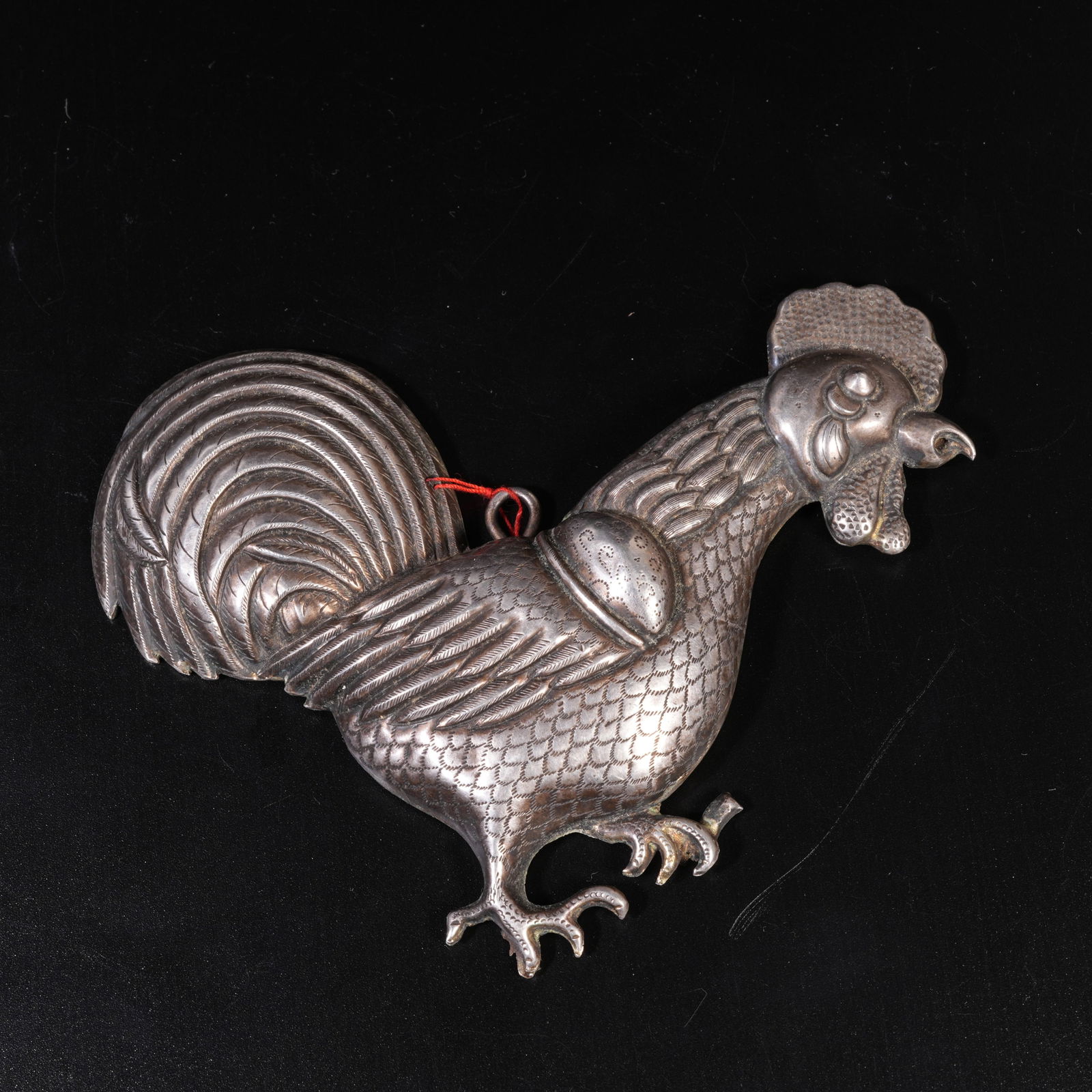A SILVER ROOSTER ORNAMENT: Silver Rooster Ornament