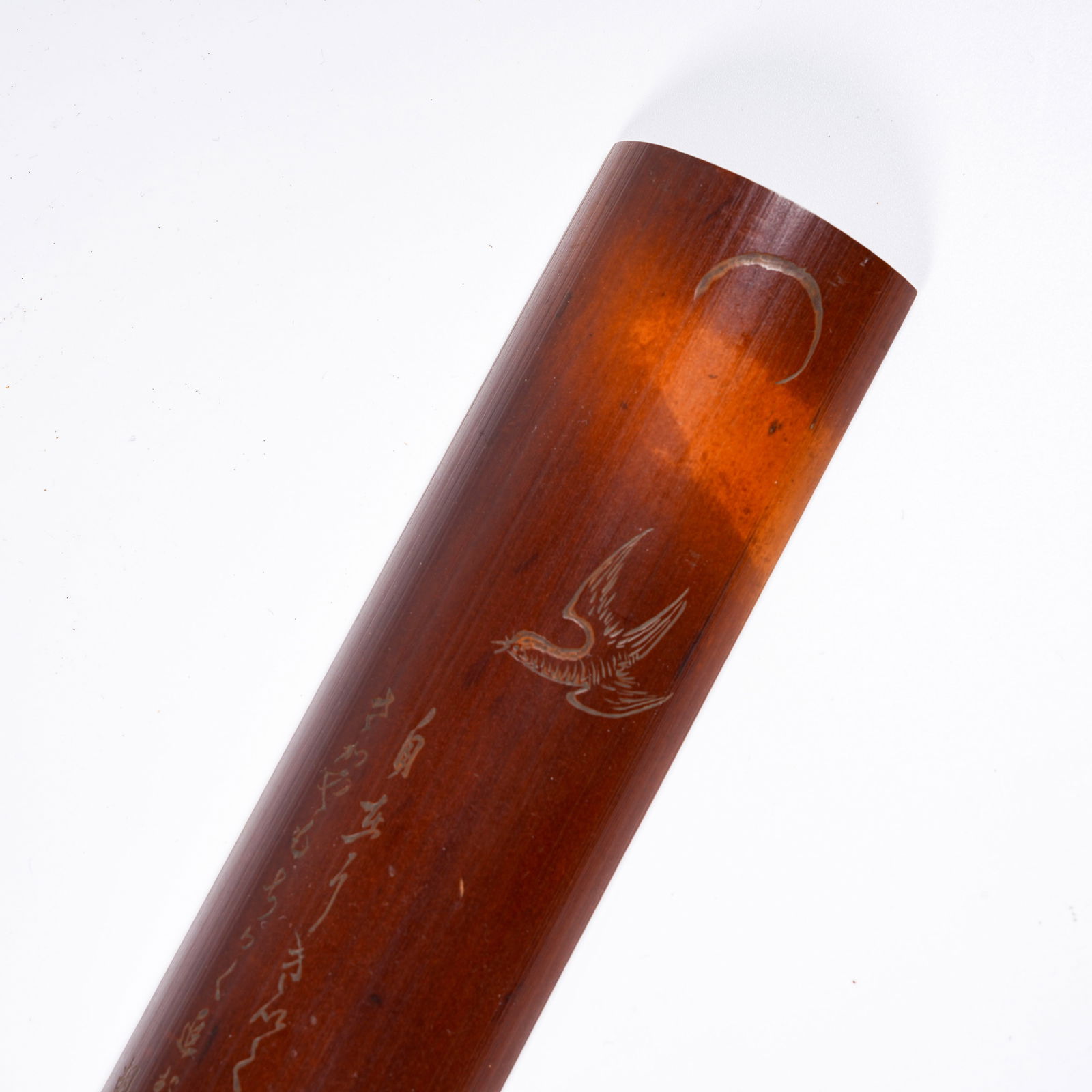 A BAMBOO CARVED BIRD-PATTERN ARMREST - 2