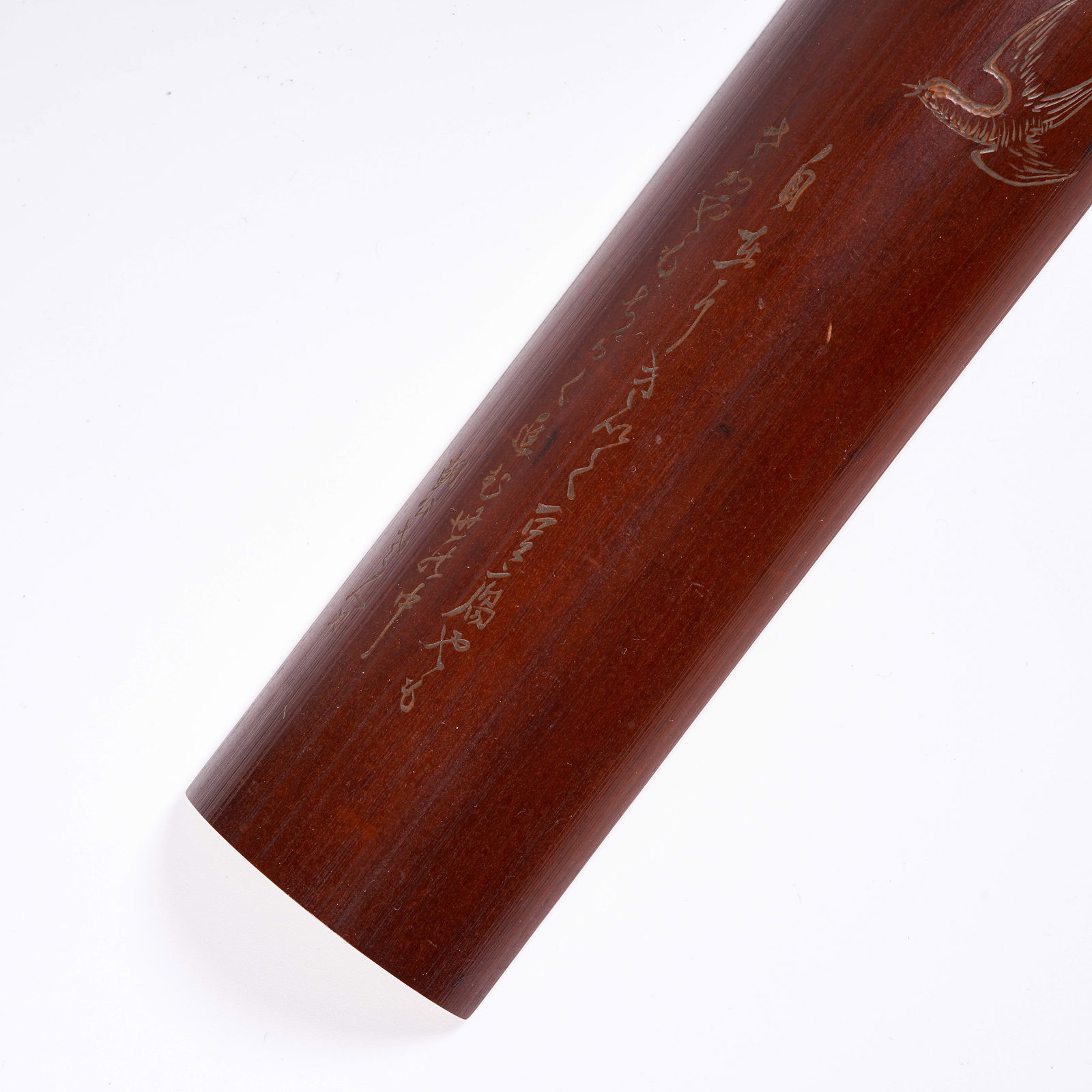 A BAMBOO CARVED BIRD-PATTERN ARMREST - 3