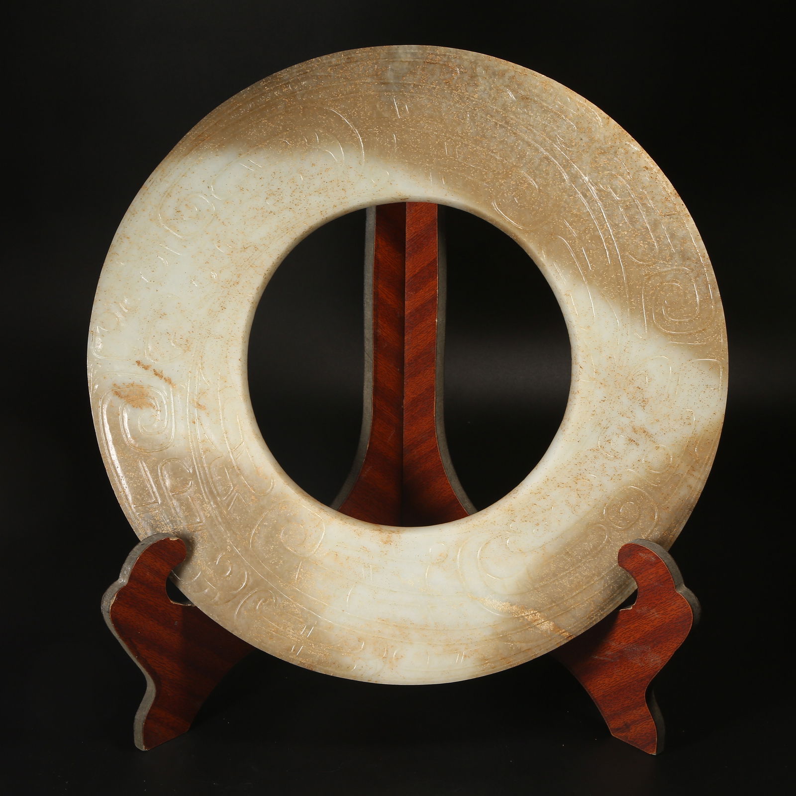 A ARCHAIC JADE LARGE BI DISC: Archaic Jade Large Bi Disc