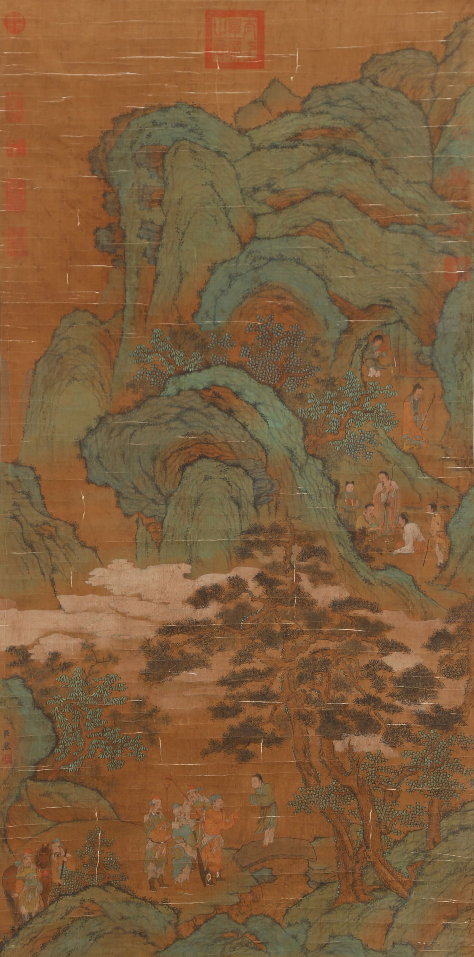 A LANDSCAPE AND FIGURE PAINTING ON SILK BY JU RAN.巨然 (1 of 12)