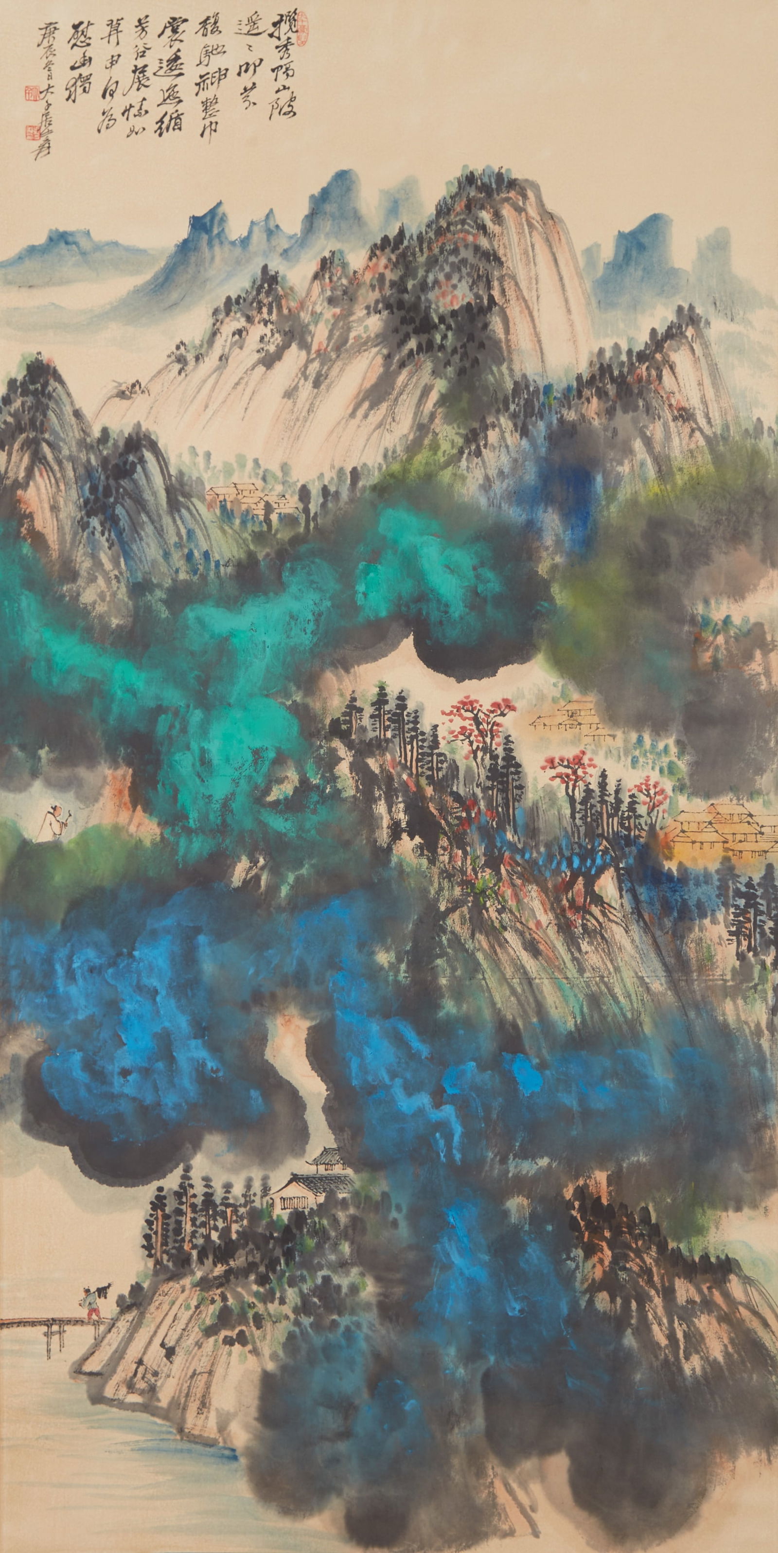 A SPLASHED-COLOR LANDSCAPE PAINTING ON PAPER BY ZHANG DAQIAN.張大千 (1 of 11)