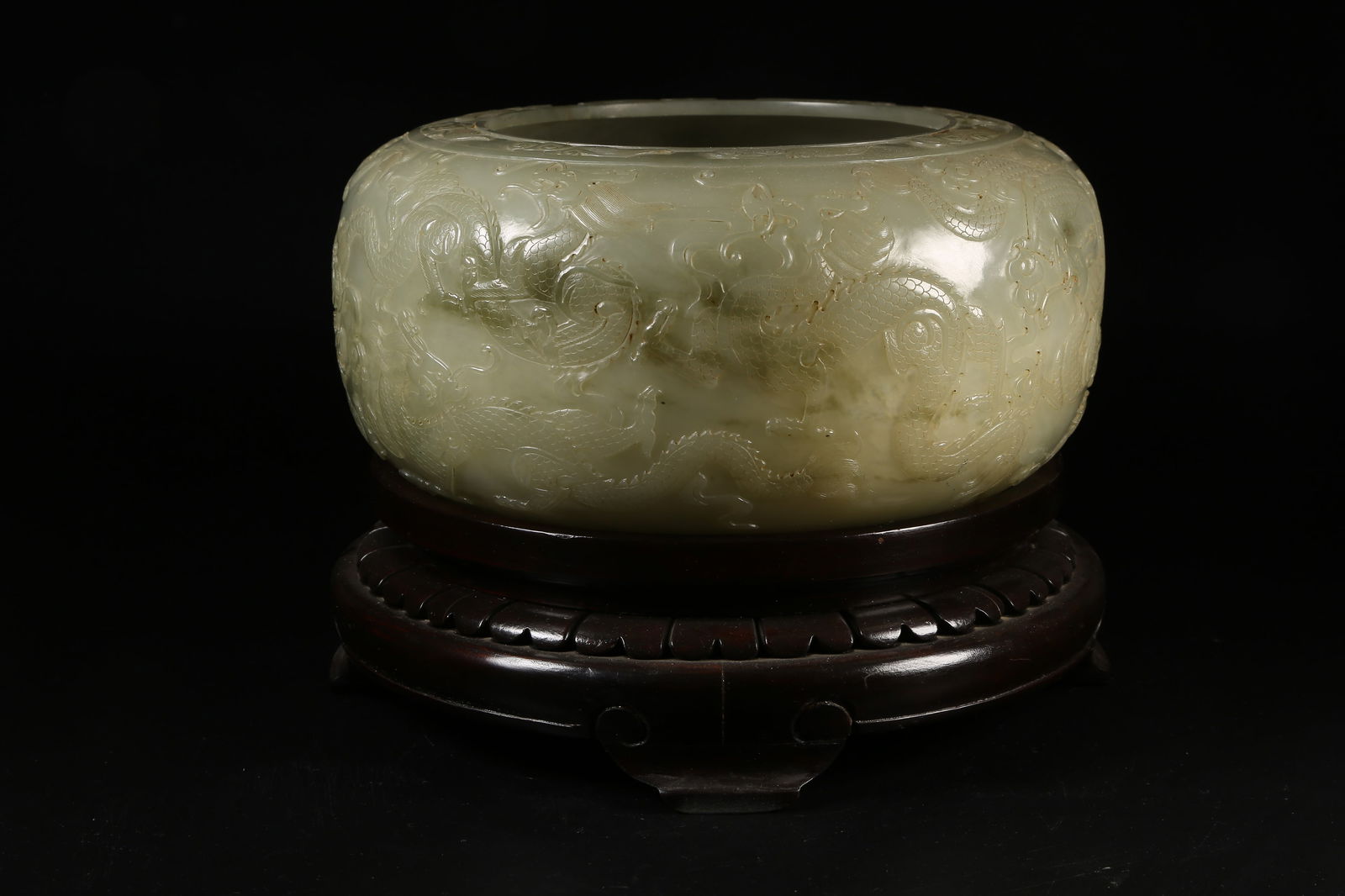 A HETIAN JADE DRAGON-PATTERN JAR - 4
