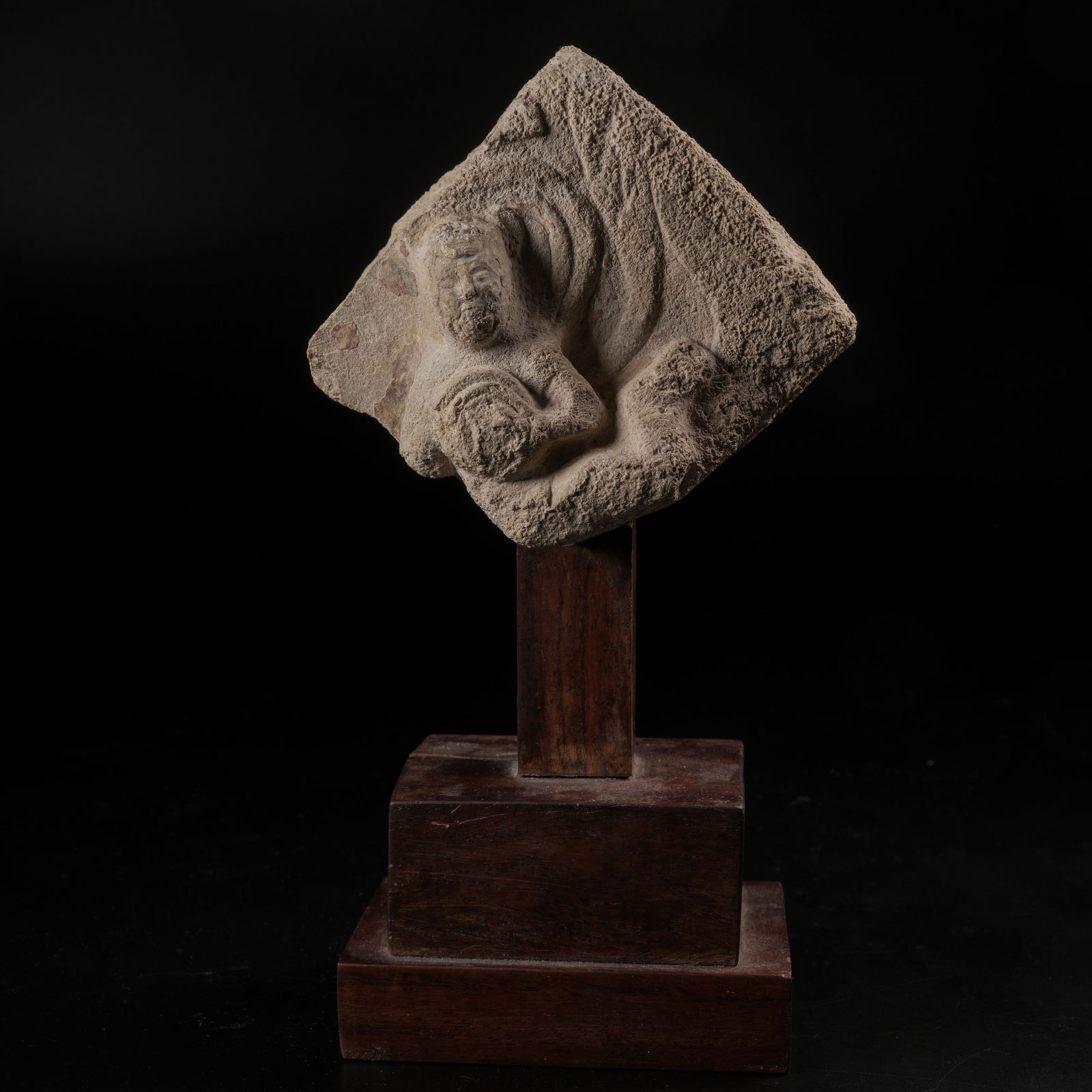 A STONE FEITIAN FIGURE: Stone feitian figure