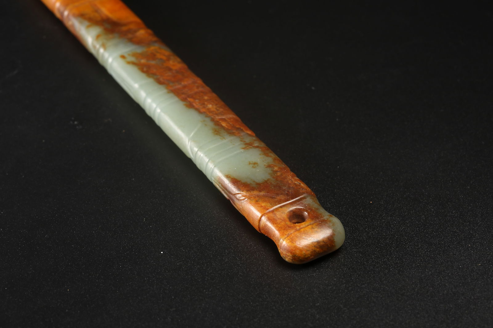 A ARCHAIC JADE HANDLE-SHAPED OBJECT - 6