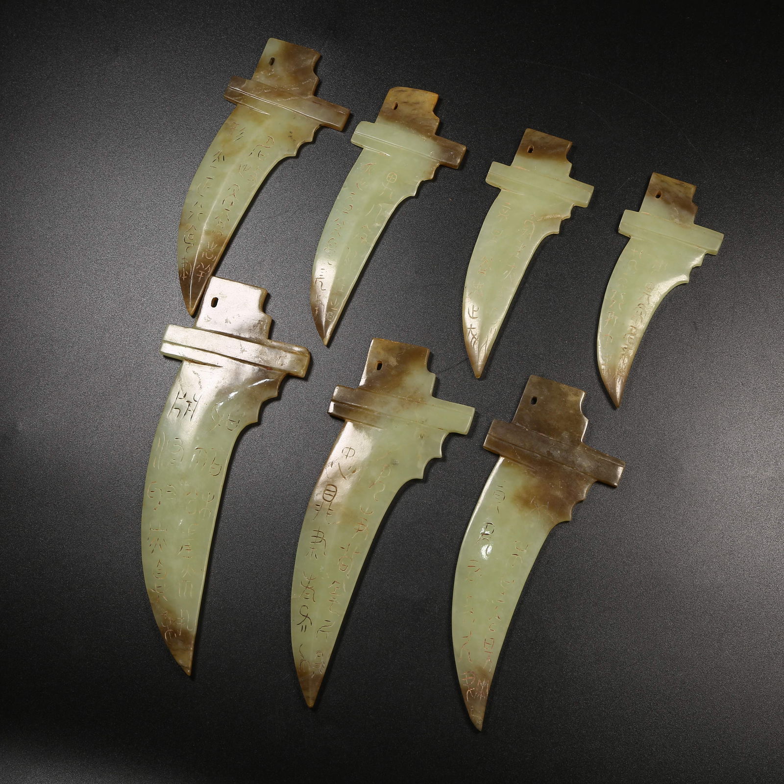 A SET OF ANCIENT JADE GE (HALBERDS): Set of Ancient Jade Ge (Halberds)