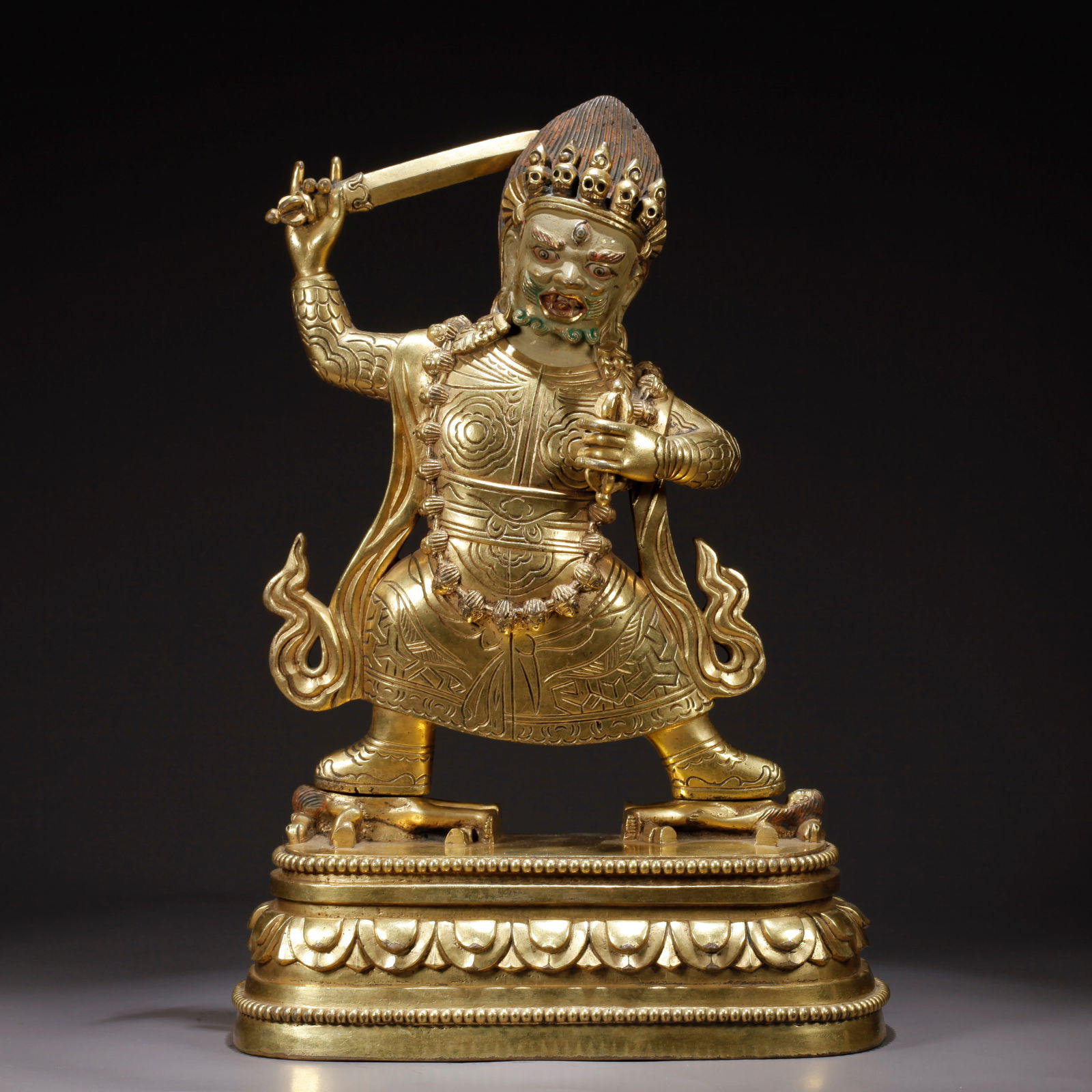 A GILDED BRONZE ACALA (IMMOVABLE WISDOM KING) STATUE: Gilded Bronze Acala (Immovable Wisdom King) Statue