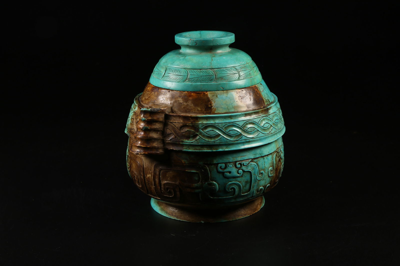 A TURQUOISE DRAGON-PATTERN COVERED CENSER - 2