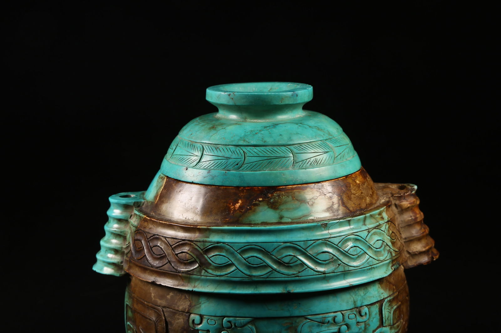 A TURQUOISE DRAGON-PATTERN COVERED CENSER - 5