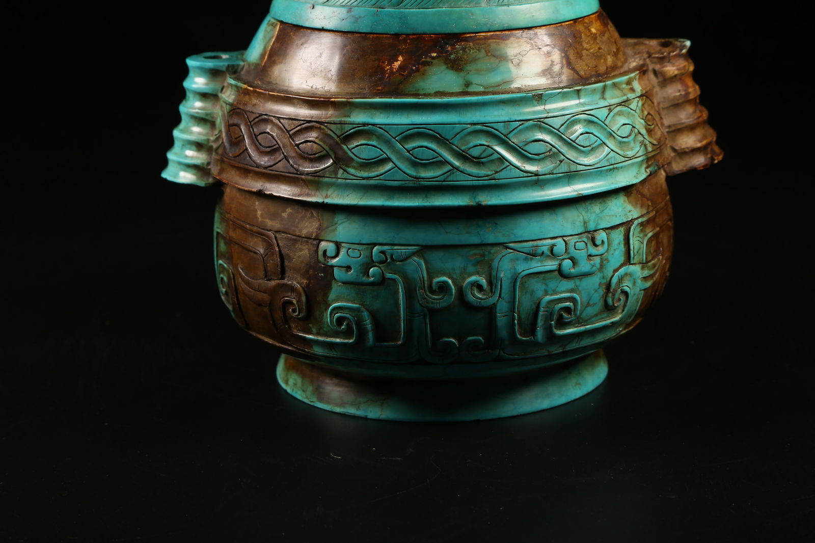 A TURQUOISE DRAGON-PATTERN COVERED CENSER - 6
