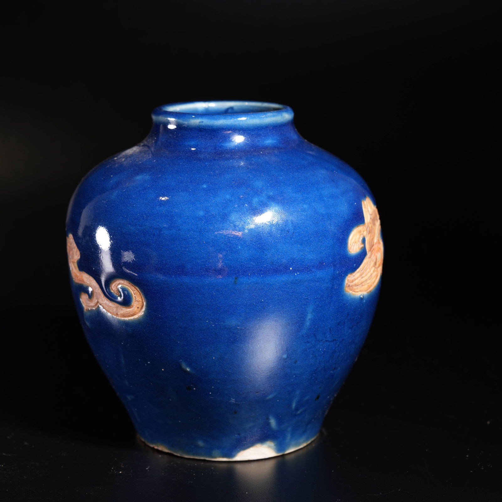 A BLUE-GLAZED DRAGON-PATTERN JAR - 4