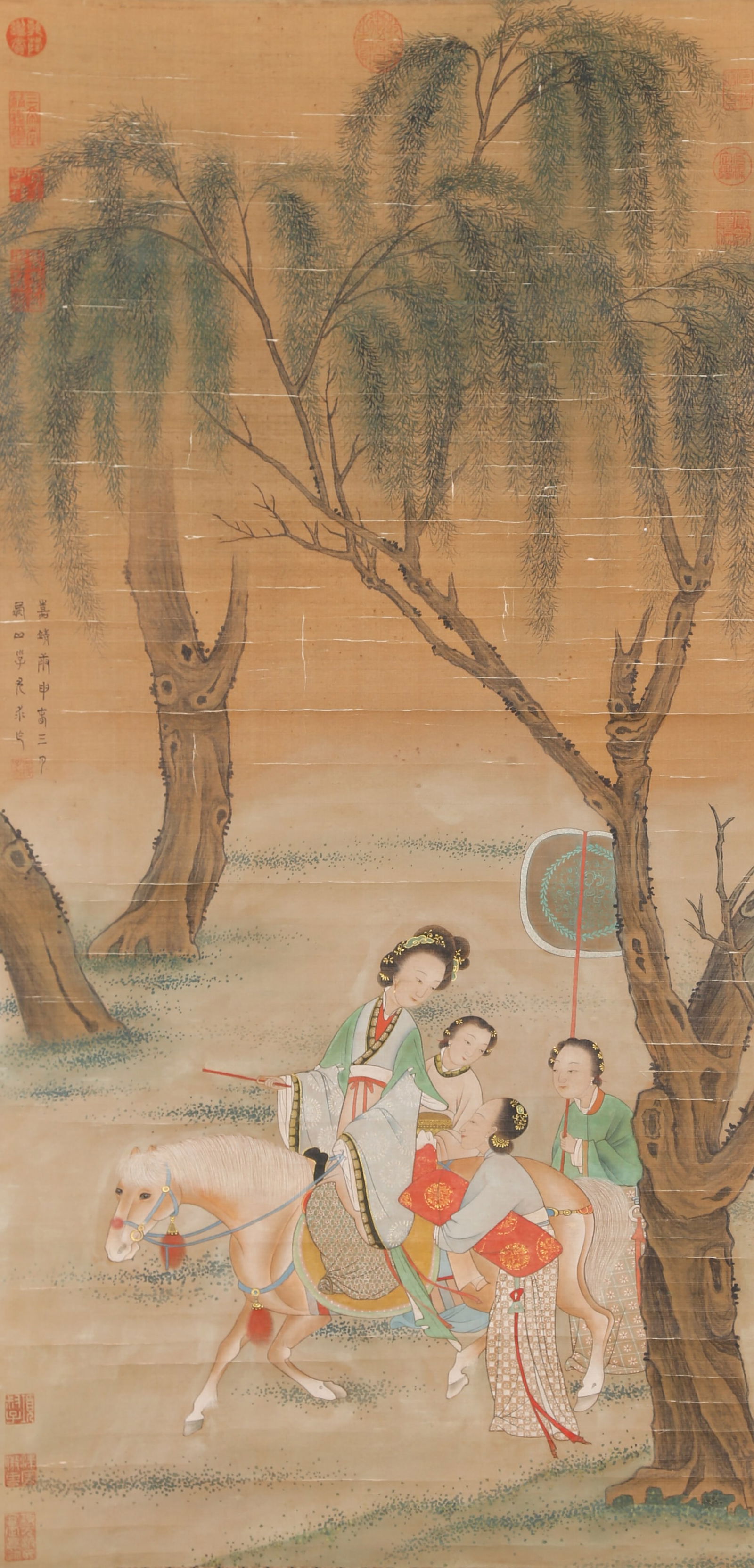 A FIGURE STORY PAINTING ON SILK BY YOU QIU.尤求 (1 of 9)