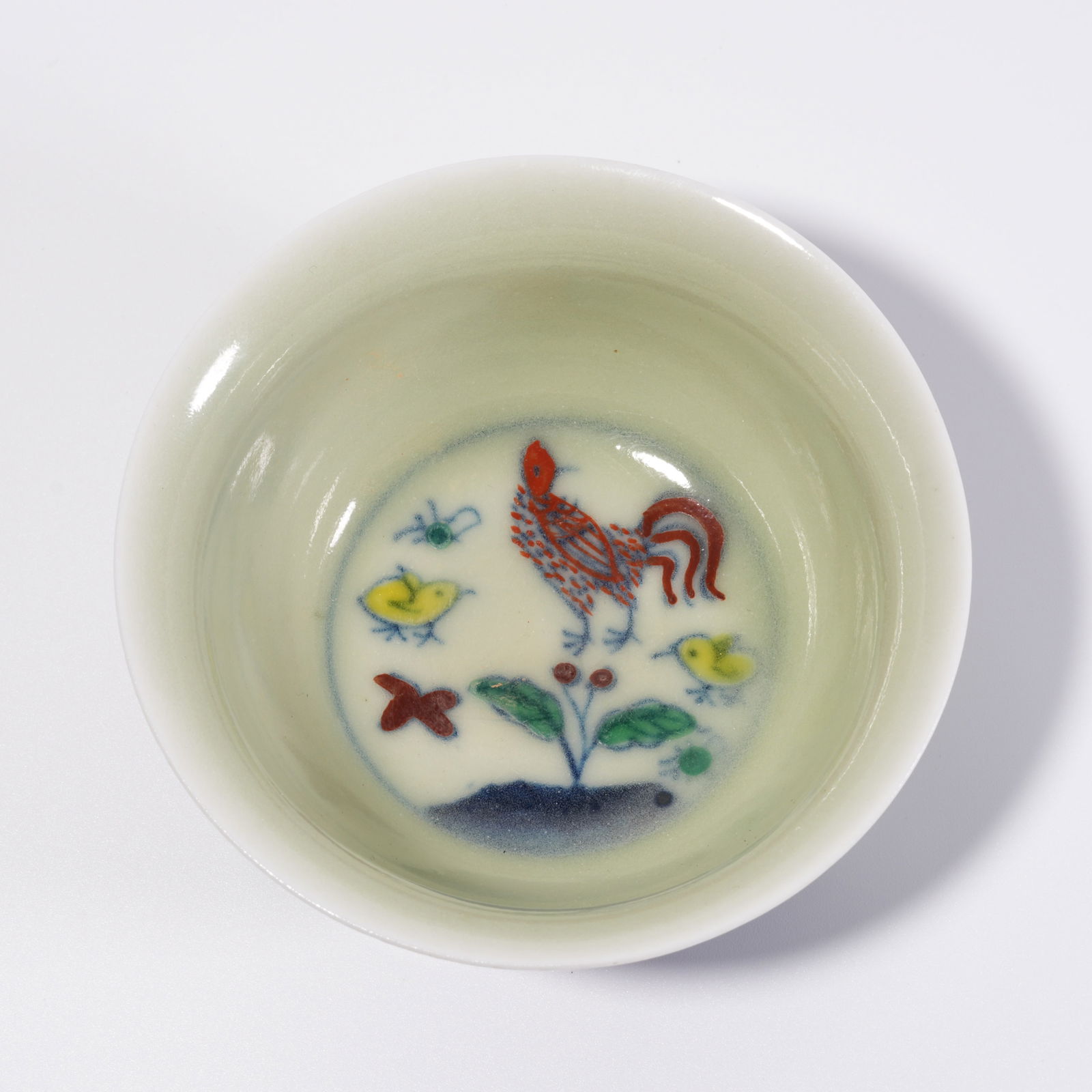 A DOUCAI ROOSTER PATTERN CUP - 7