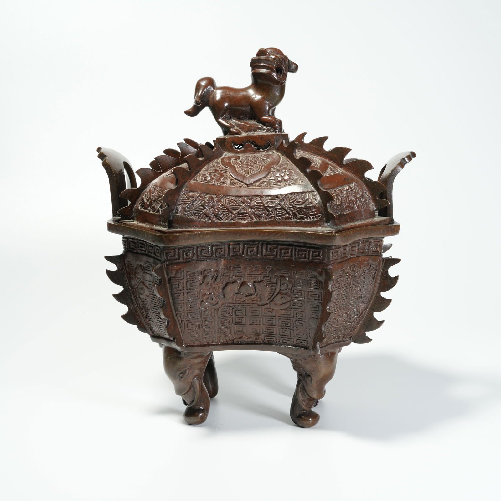 A BRONZE CENSER WITH LION FINIAL (1 of 10)