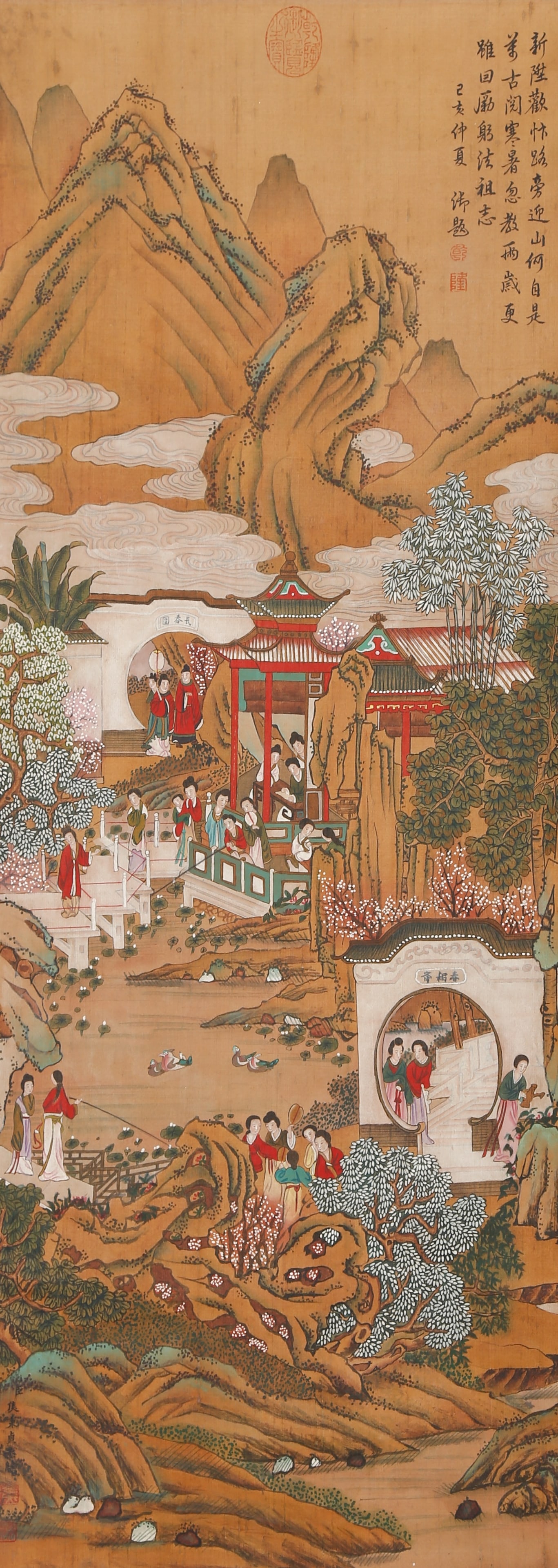 A LANDSCAPE WITH FIGURES ON SILK BY JIAO BINGZHEN.焦秉貞 (1 of 13)