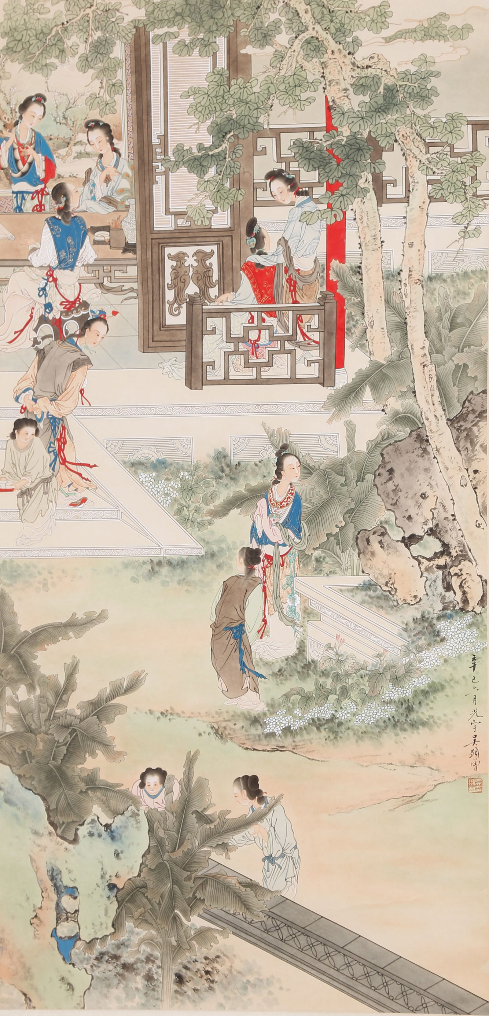 A FIGURE NARRATIVE PAINTING ON PAPER BY WU GUANGYU.吳光宇: Figure Narrative Painting on Paper by Wu Guangyu.吳光宇