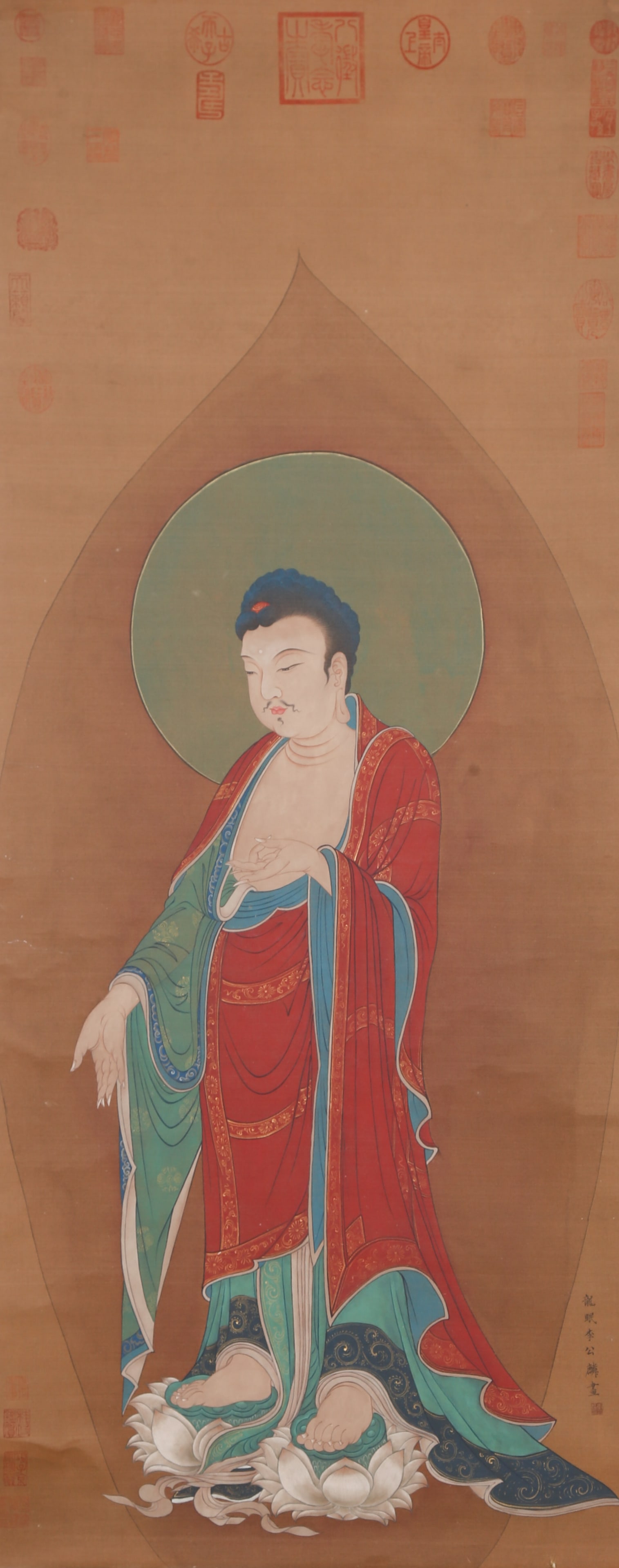 A STANDING BODHISATTVA ON SILK BY LI GONGLIN.李公麟 (1 of 9)