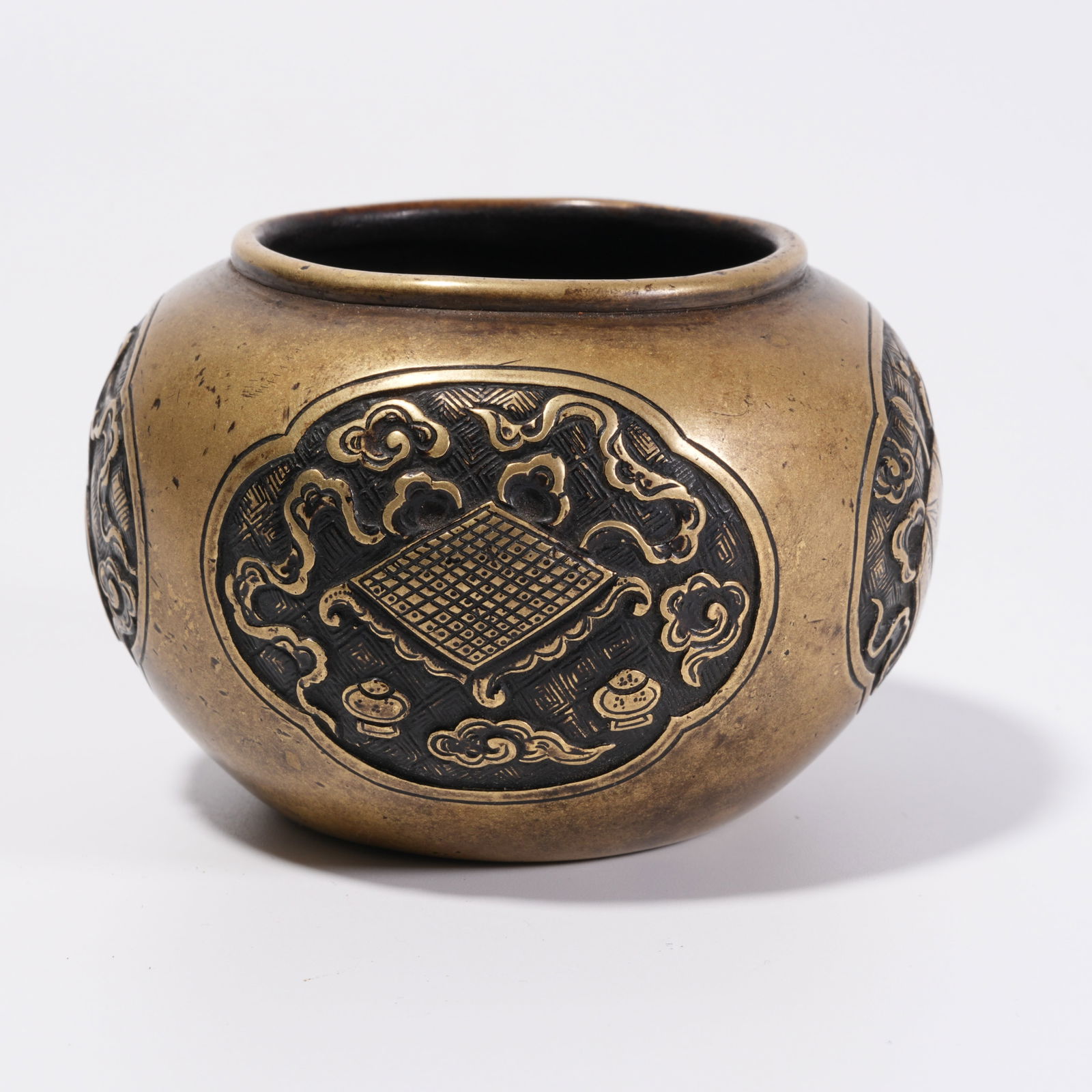 A BRONZE FOUR-TREASURE PATTERN JAR - 3