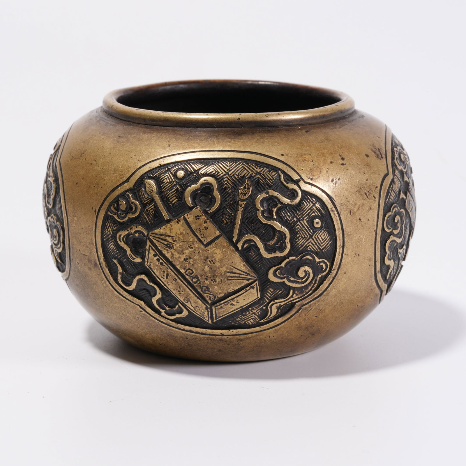 A BRONZE FOUR-TREASURE PATTERN JAR - 4