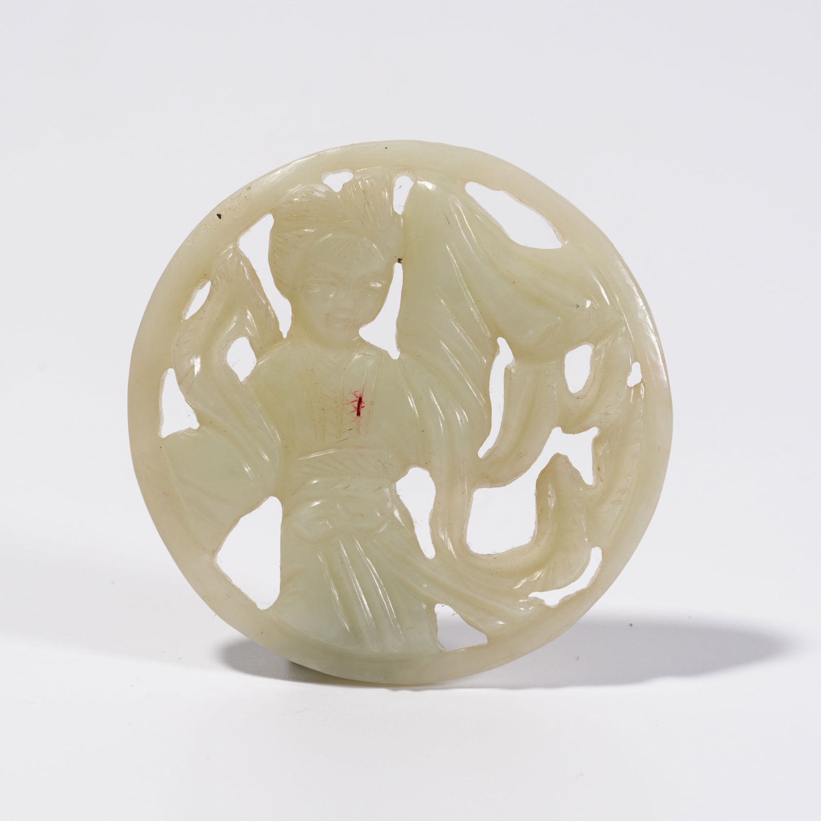 A HETIAN JADE LADY FIGURE PENDANT: Hetian Jade Lady Figure Pendant