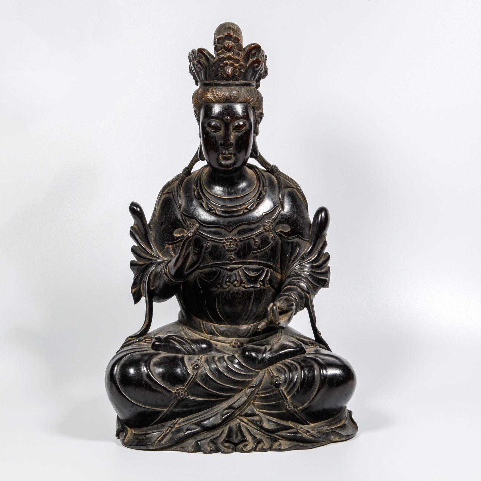 A ZITAN WOOD CARVED BUDDHA STATUE: Zitan Wood Carved Buddha Statue